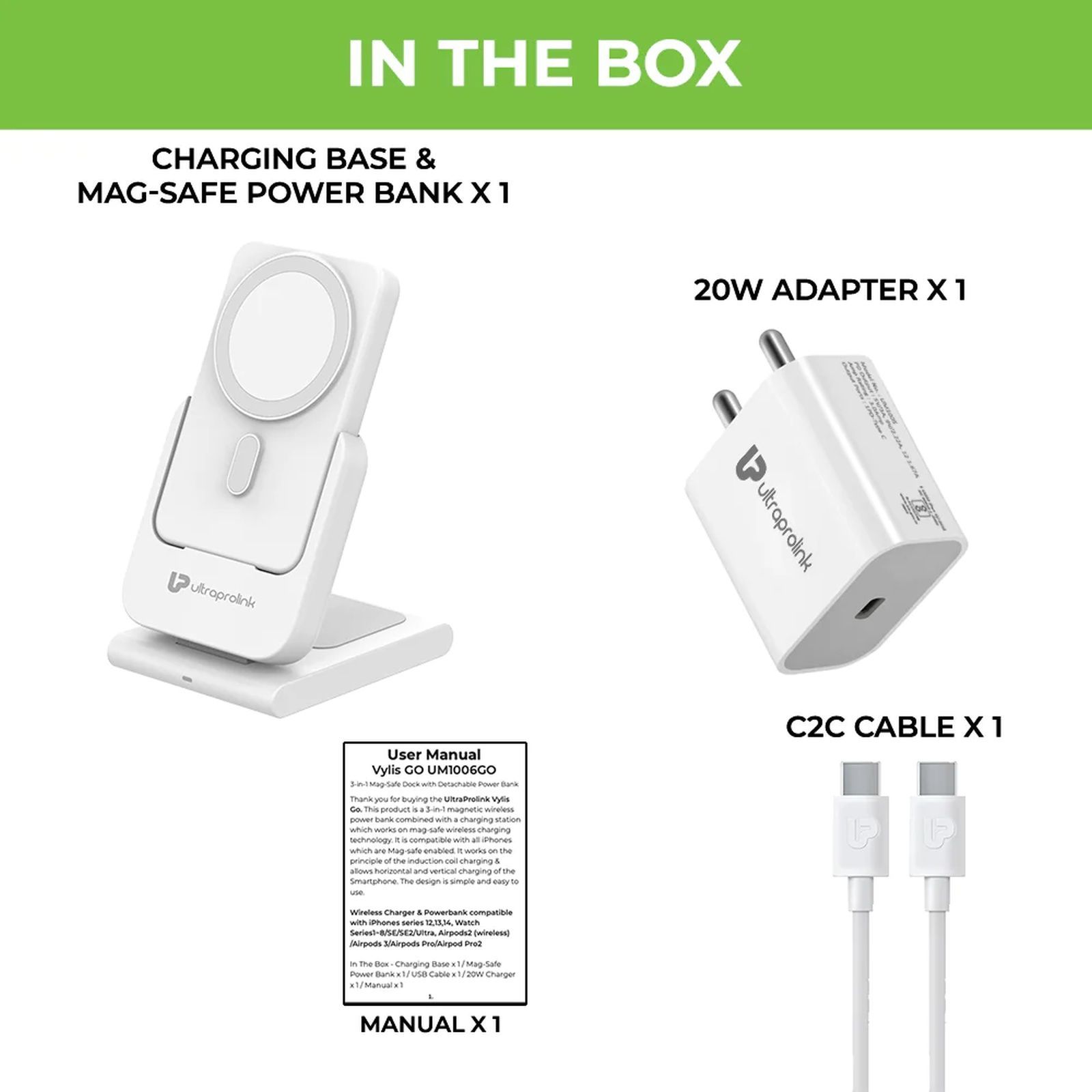 ultraprolink Vylis GO 20W 3-in-1 Wireless Charging Dock for iPhone, iWatch and Airpods (LED Indicators, White)_8