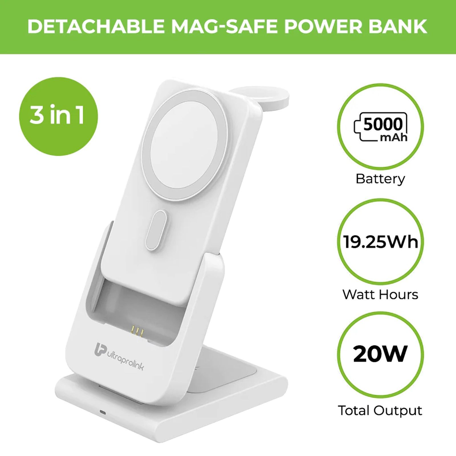 ultraprolink Vylis GO 20W 3-in-1 Wireless Charging Dock for iPhone, iWatch and Airpods (LED Indicators, White)_4