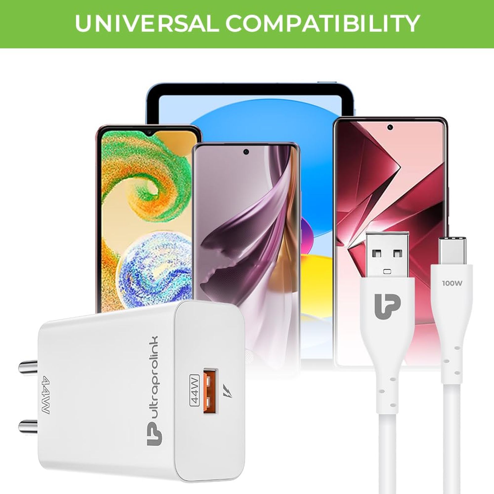 ultraprolink UM1135 44W Type C Fast Charger (Type A to Type C Cable, Short Circuit Protection, White)_7