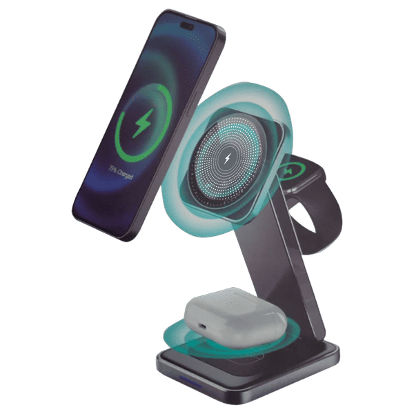 stuffcool Rover 18W 3-in-1 Wireless Charger for iOS, Android, Smart Watch and TWS Earbuds (Foldable Design, Black)_1