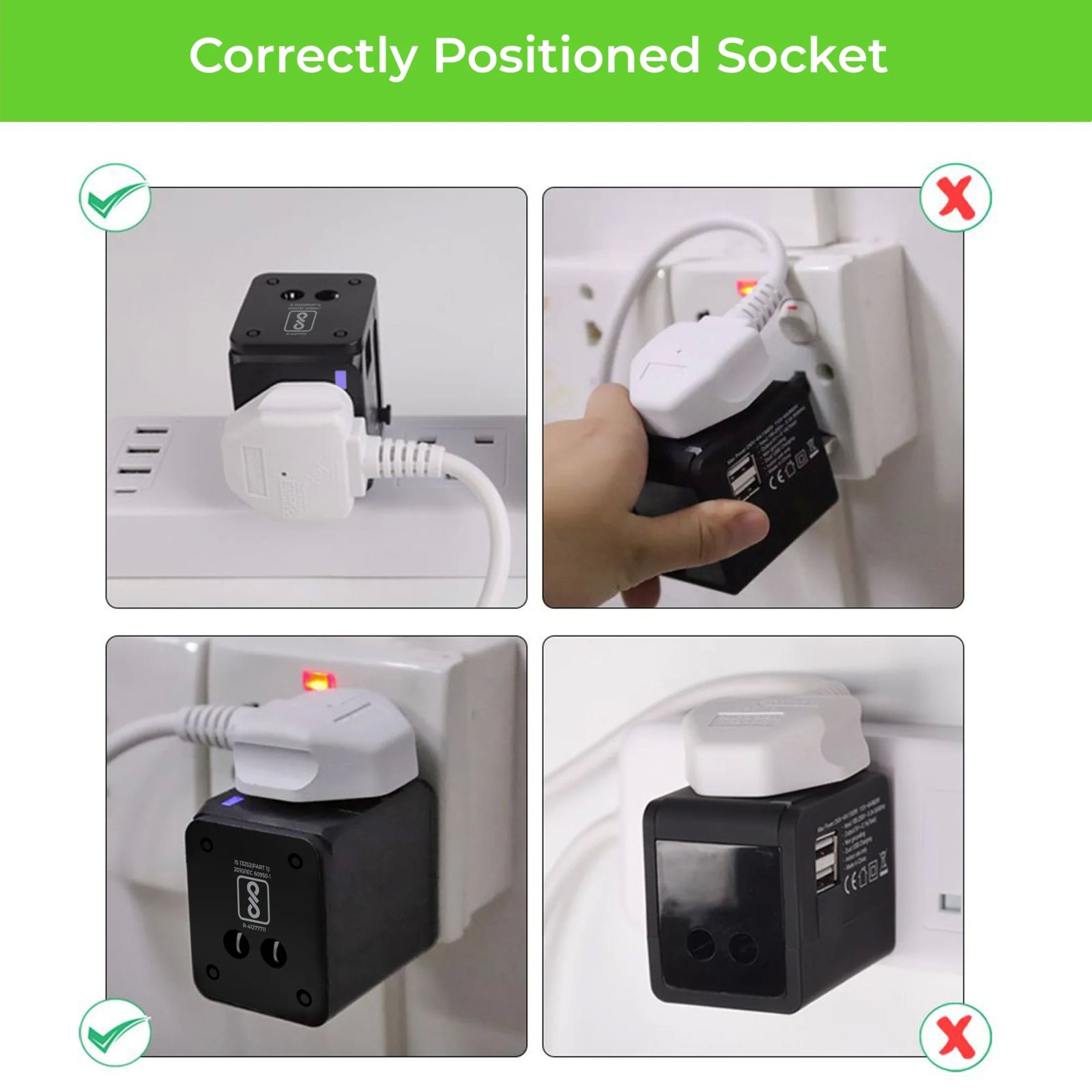 ultraprolink Travel Mate 4 Plugs Travel Adapter (With Dual USB Port, UM1189, Black)_6