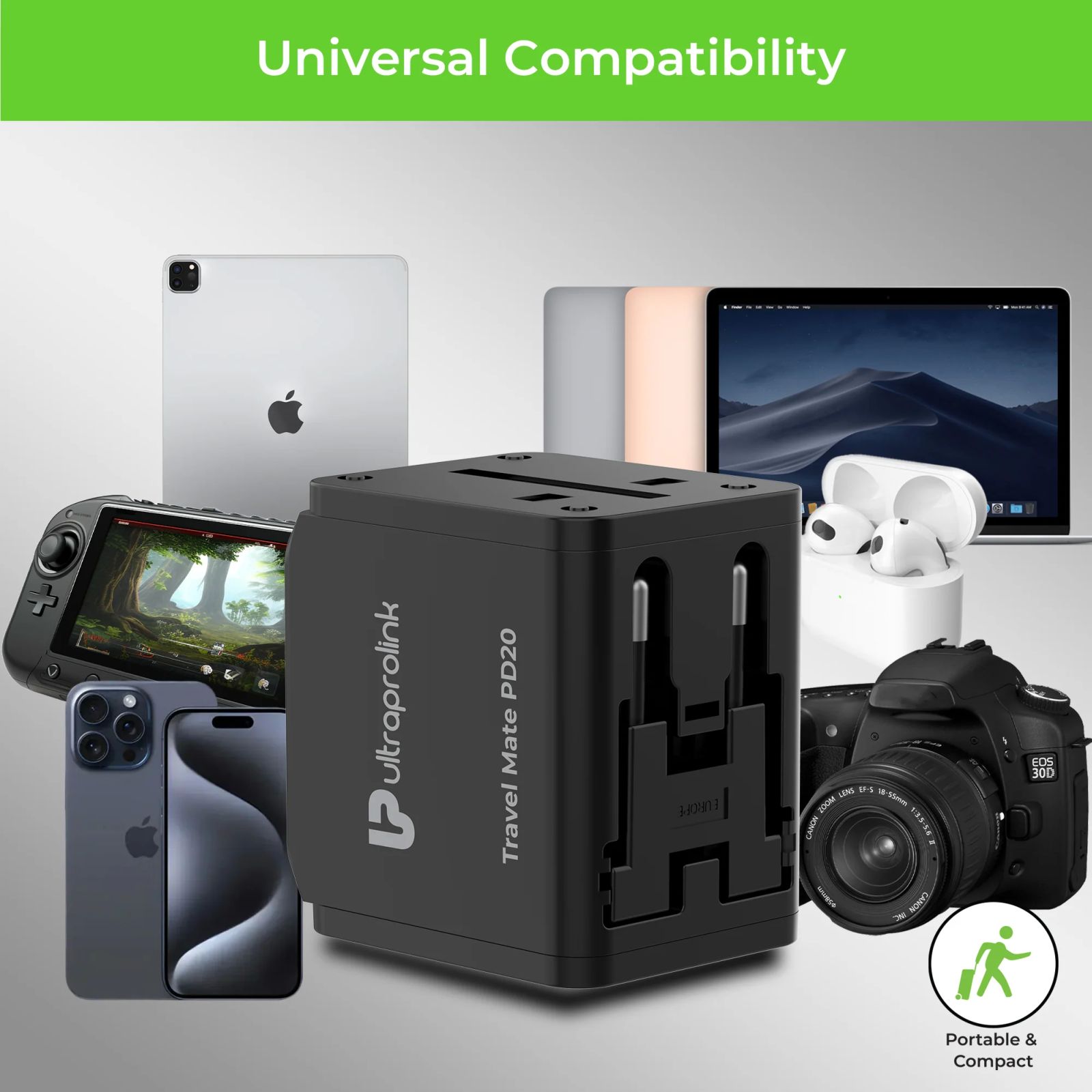 ultraprolink Travel Mate 4 Plugs Travel Adapter (With Dual USB Port, UM1189, Black)_7