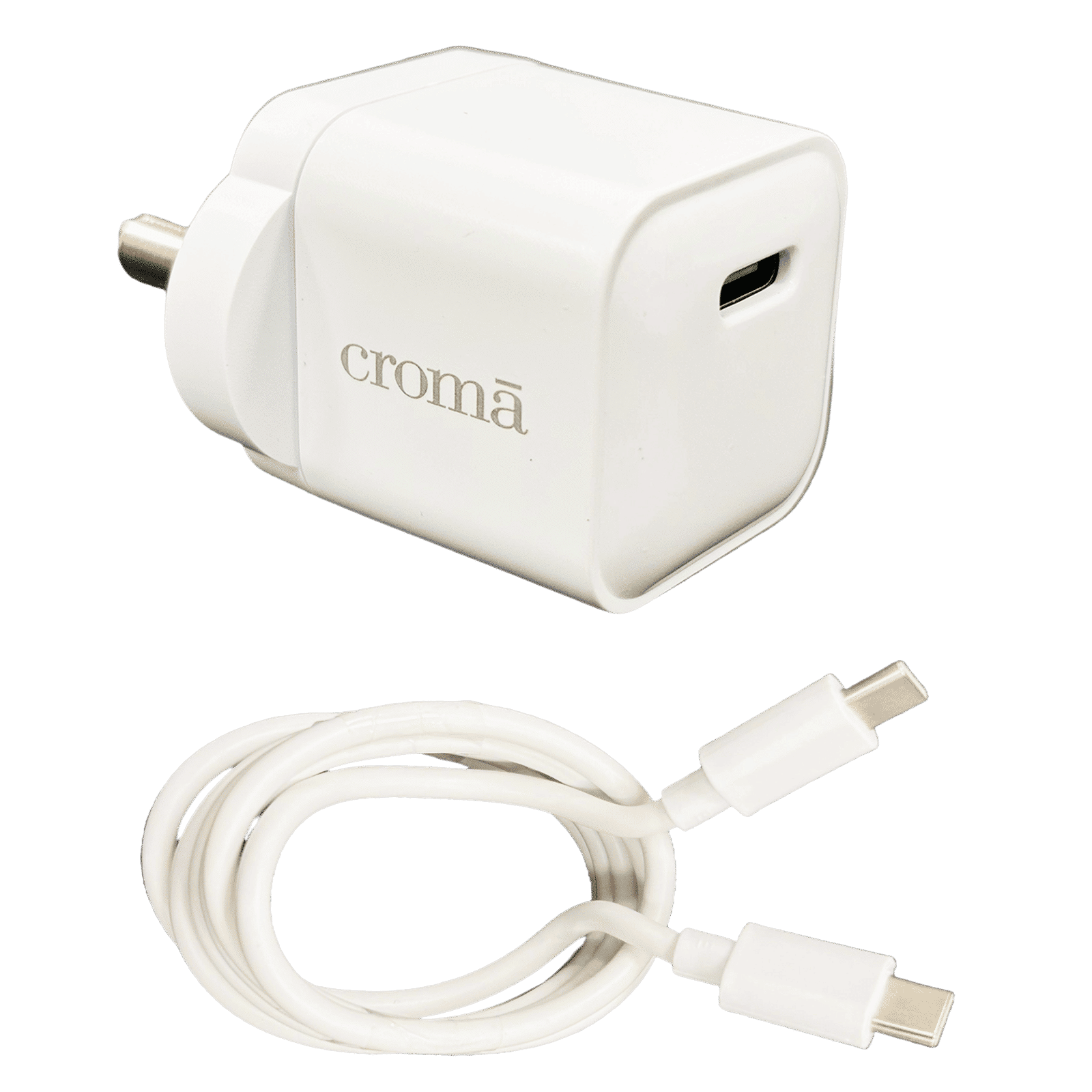 Croma 20W Type C Port Fast Charger (Type C to Type C Cable, GaN Technology, White)_1