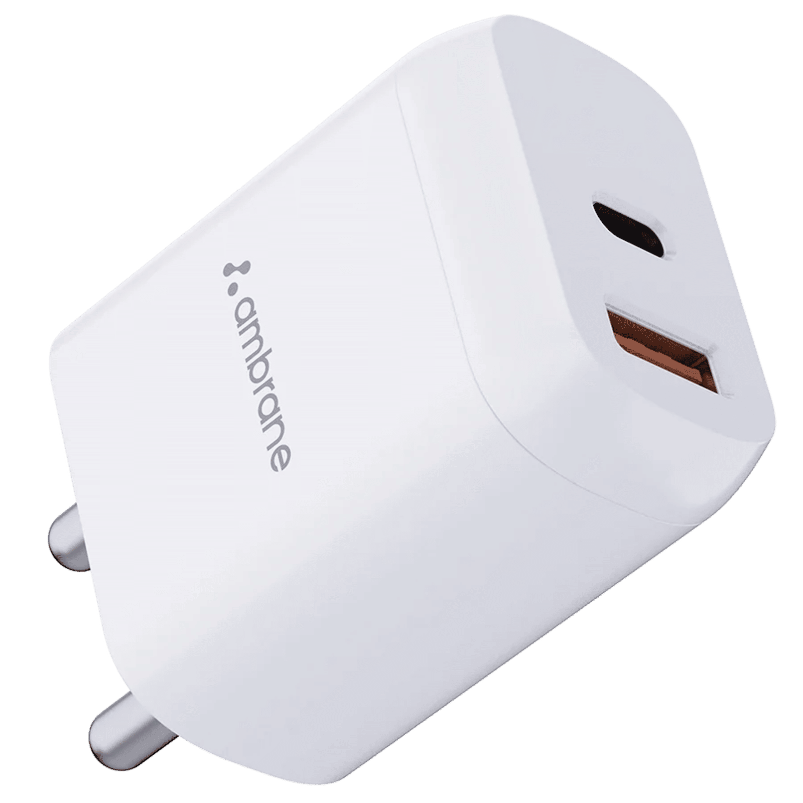 Ambrane RAAP H11 20W Type C & Type A 2-Port Fast Charger (Adapter Only, Fireproof, White)_1