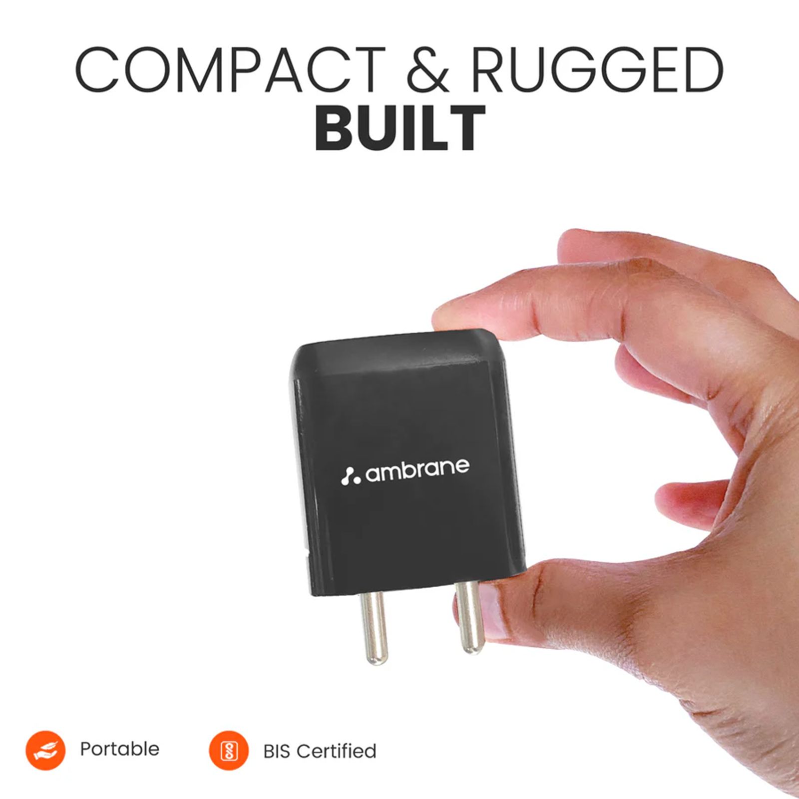 Ambrane RAAP H11 20W Type C & Type A 2-Port Fast Charger (Adapter Only, Fireproof, Black)_6