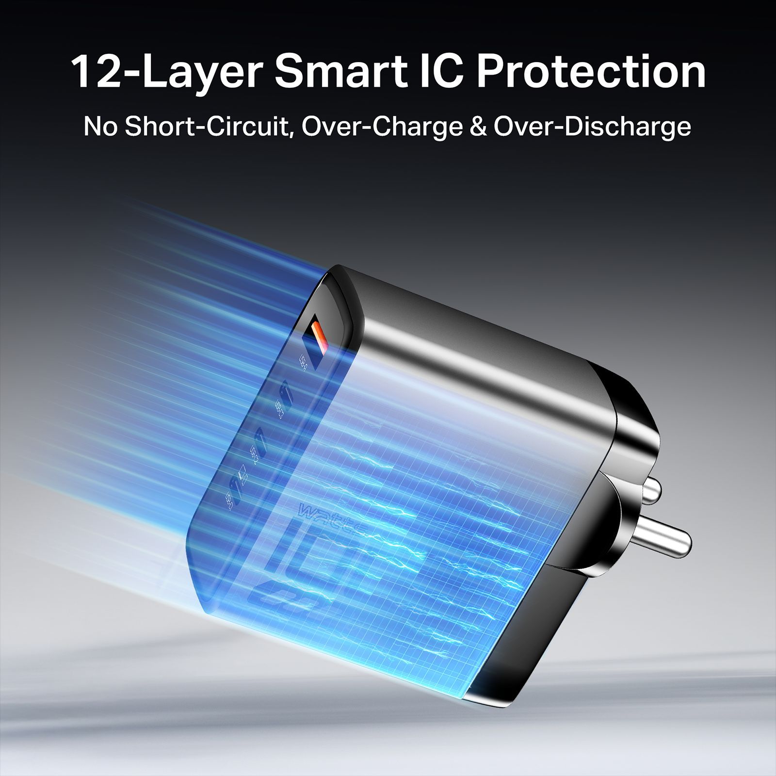 boAt 100W USB A & Type C 4-Port Fast Charger (Adapter Only, 12-Layer Smart IC Protection, Ash Grey)_5