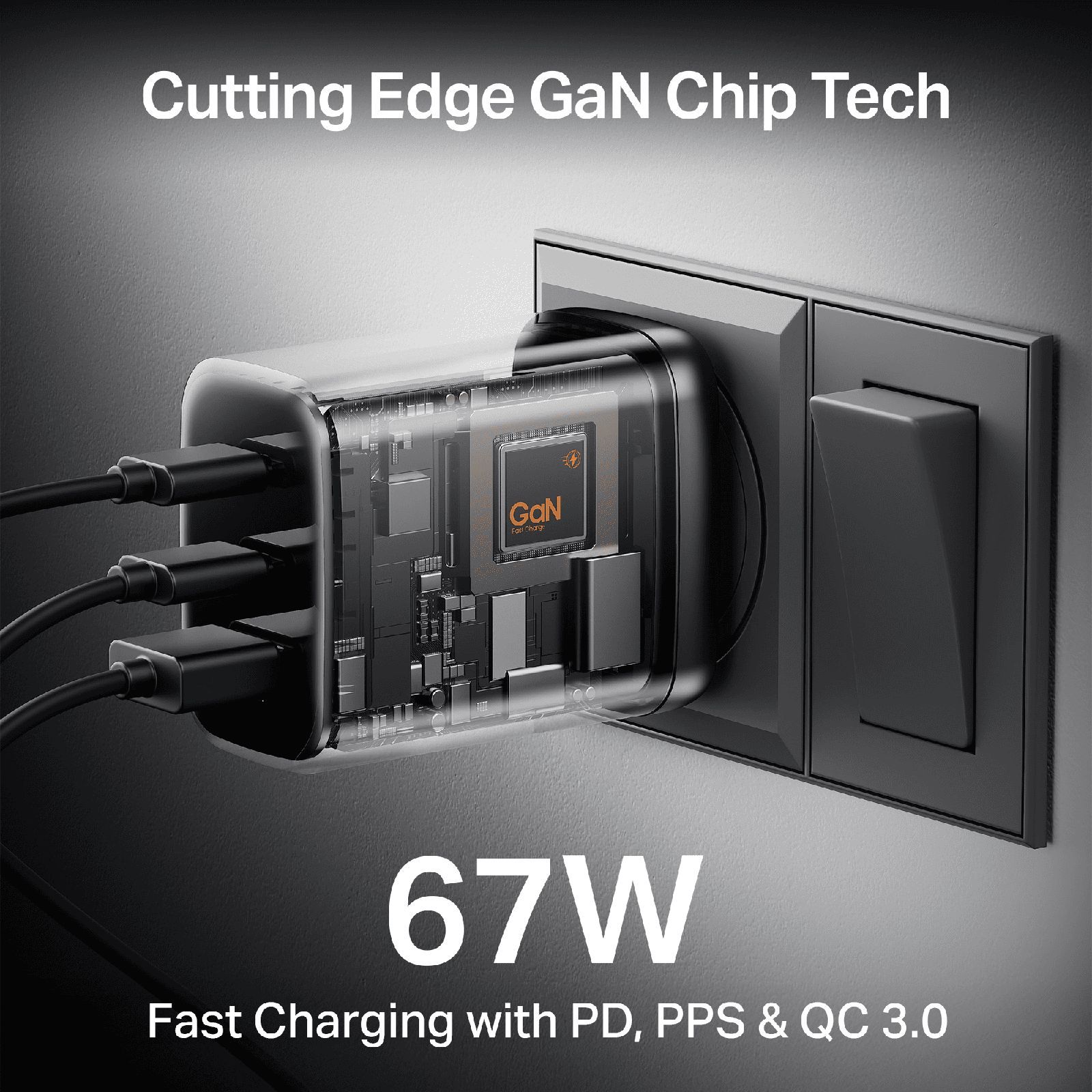 boAt 67W Type A & Type C 3-Port Fast Charger (Adapter Only, 12-Layer Smart IC Protection, Ash Grey)_3