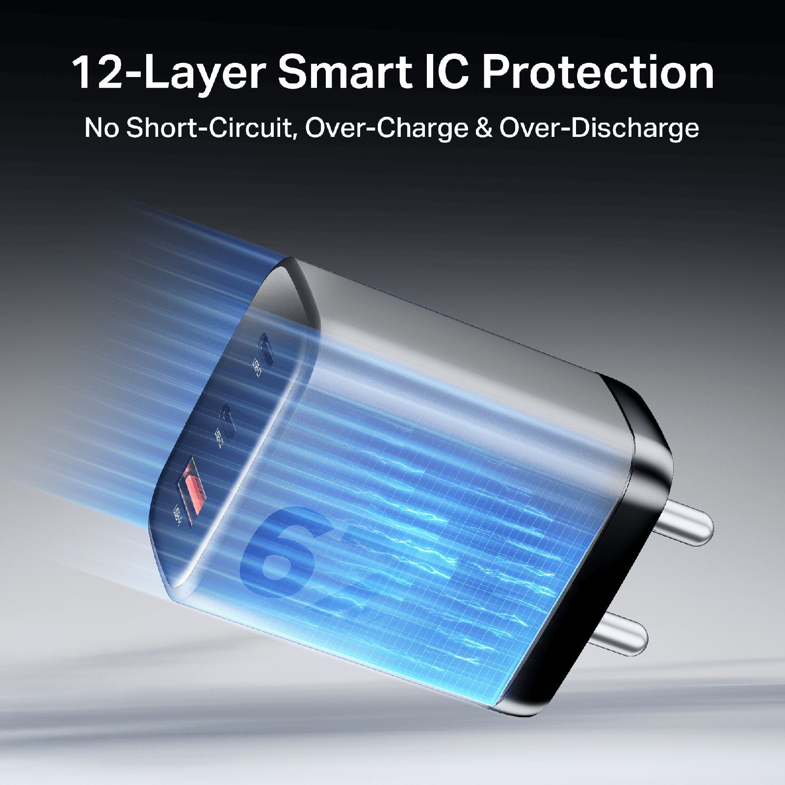 boAt 67W Type A & Type C 3-Port Fast Charger (Adapter Only, 12-Layer Smart IC Protection, Ash Grey)_4