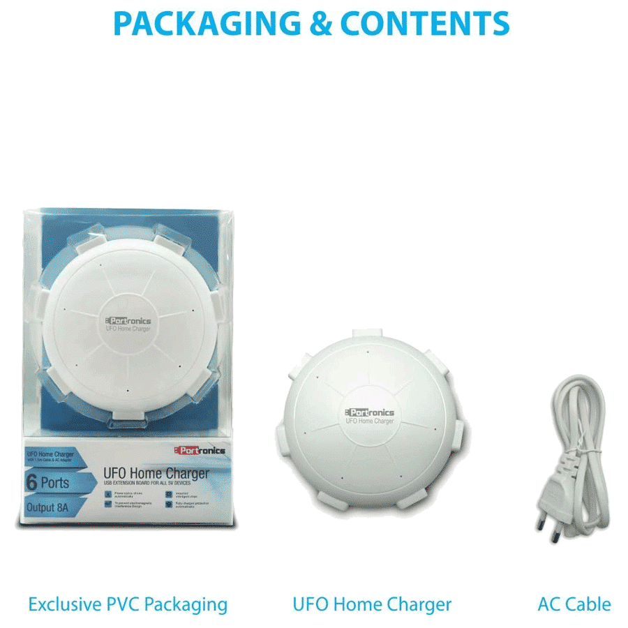 PORTRONICS UFO Micro USB 6-Port Fast Charger (Adapter Only, Short Circuit Protection, White)_5