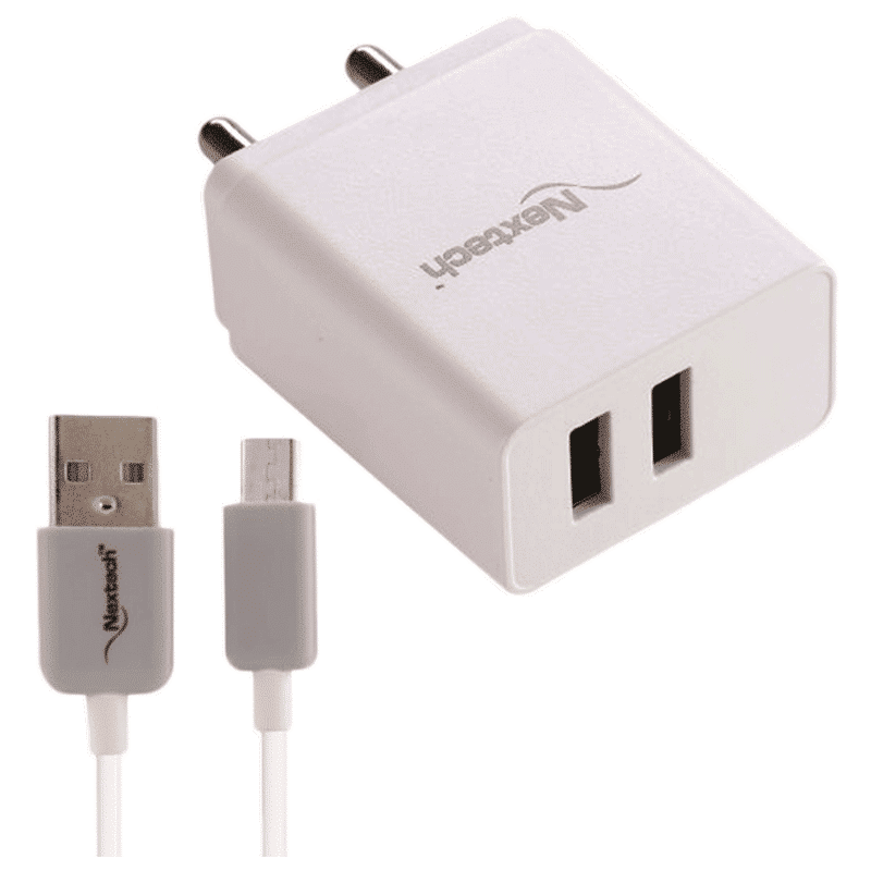 Nextech 2.4 Ampere Dual USB Wall Charger with Type C Cable Nextech 2.4 Ampere Dual USB Wall Charger with Type C Cable_1