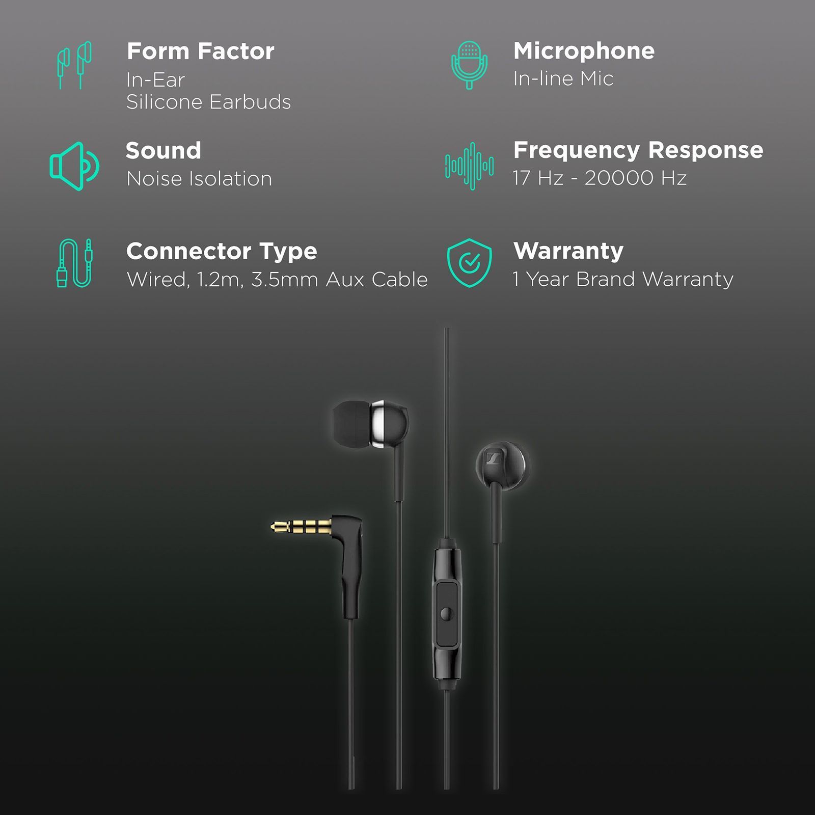 SENNHEISER CX80S Wired Earphone with Mic (3.5mm Connector, In Ear, Black) SENNHEISER CX80S Wired Earphone with Mic (3.5mm Connector, In Ear, Black)_2