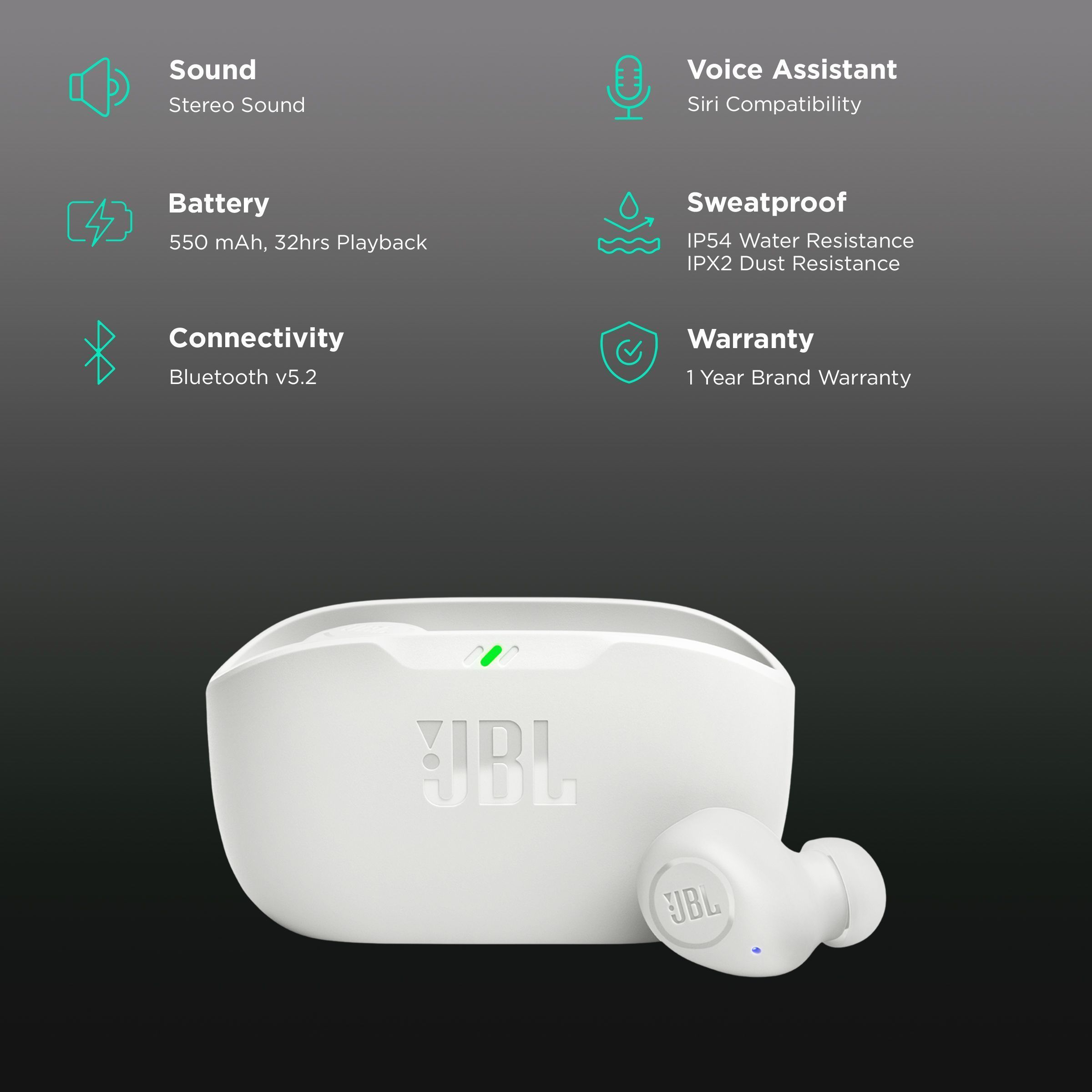 JBL Wave Buds JBLWBUDSWHT TWS Earbuds (IP54 Water Resistance, Deep Bass Sound, White)_2