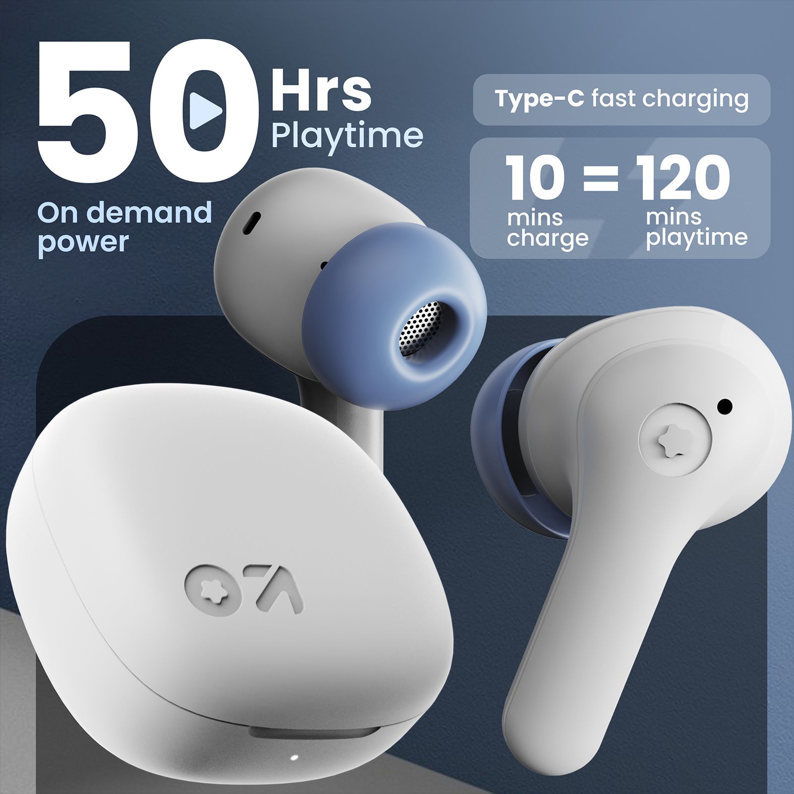 GOBOULT Cyborg TWS Earbuds with Environmental Noise Cancellation (IPX5 Water Resistant, Fast Charging, Blue Ice)_5