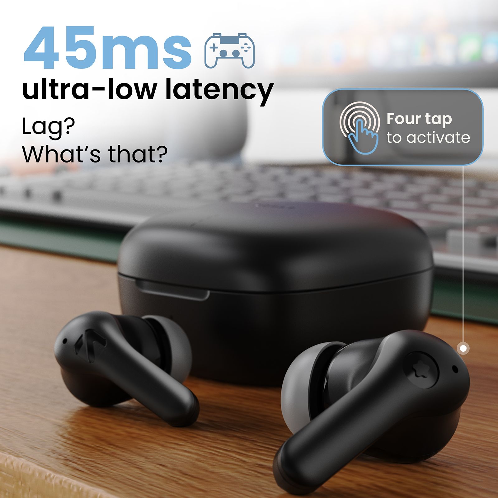 GOBOULT (formerly Boult) Cyborg TWS Earbuds with Environmental Noise Cancellation (IPX5 Water Resistant, Fast Charging, Pure Black)_9