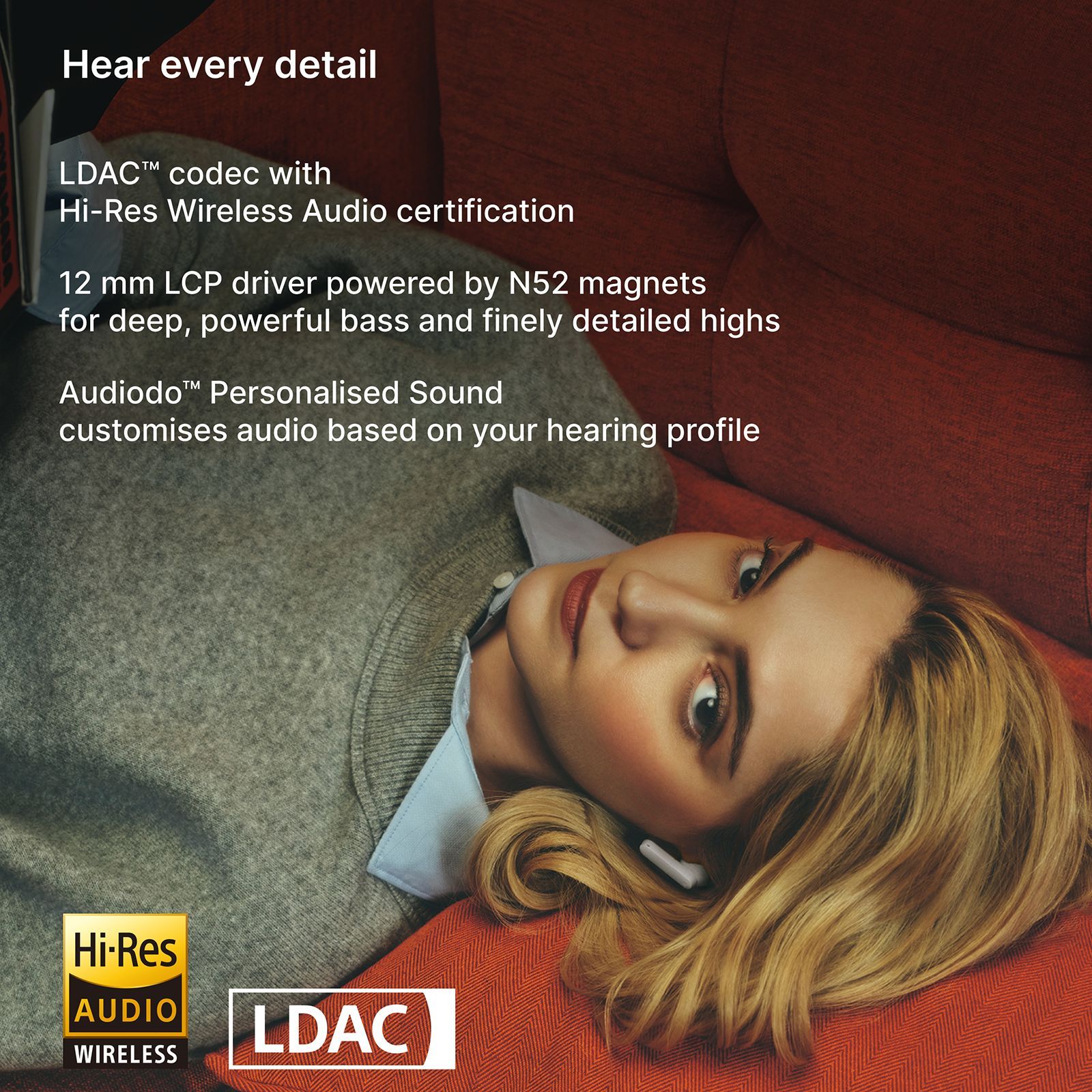 Nothing CMF Buds 2 Plus A10600104 TWS Earbuds with Adaptive Noise Cancellation (IP55, IPX2 Water Resistant, Hi-Res Audio with LDAC, Light Grey)_4