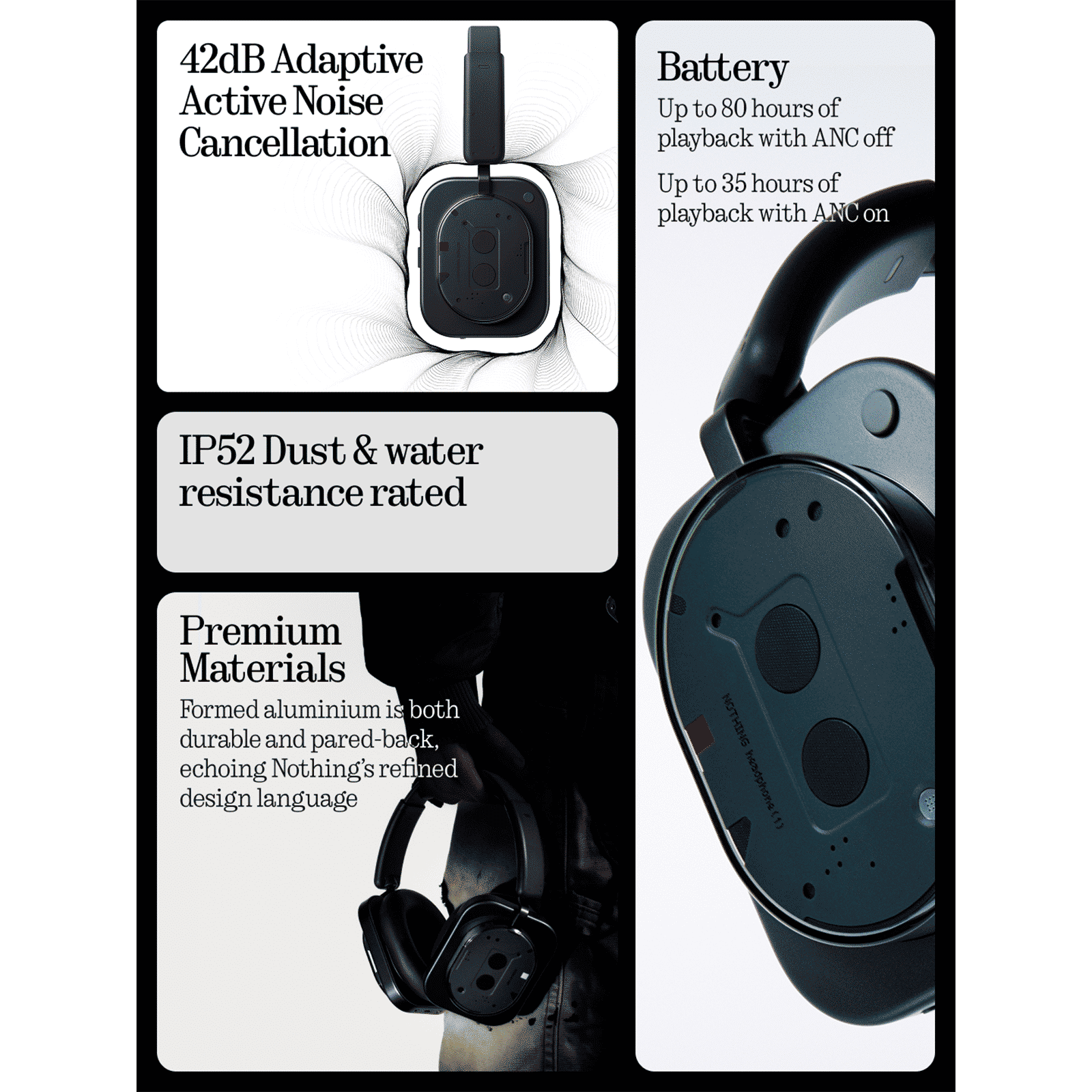 Nothing Headphone (1) A11300002 Bluetooth Headphone with Mic (Real-time Adaptive ANC, Over Ear, Black)_2