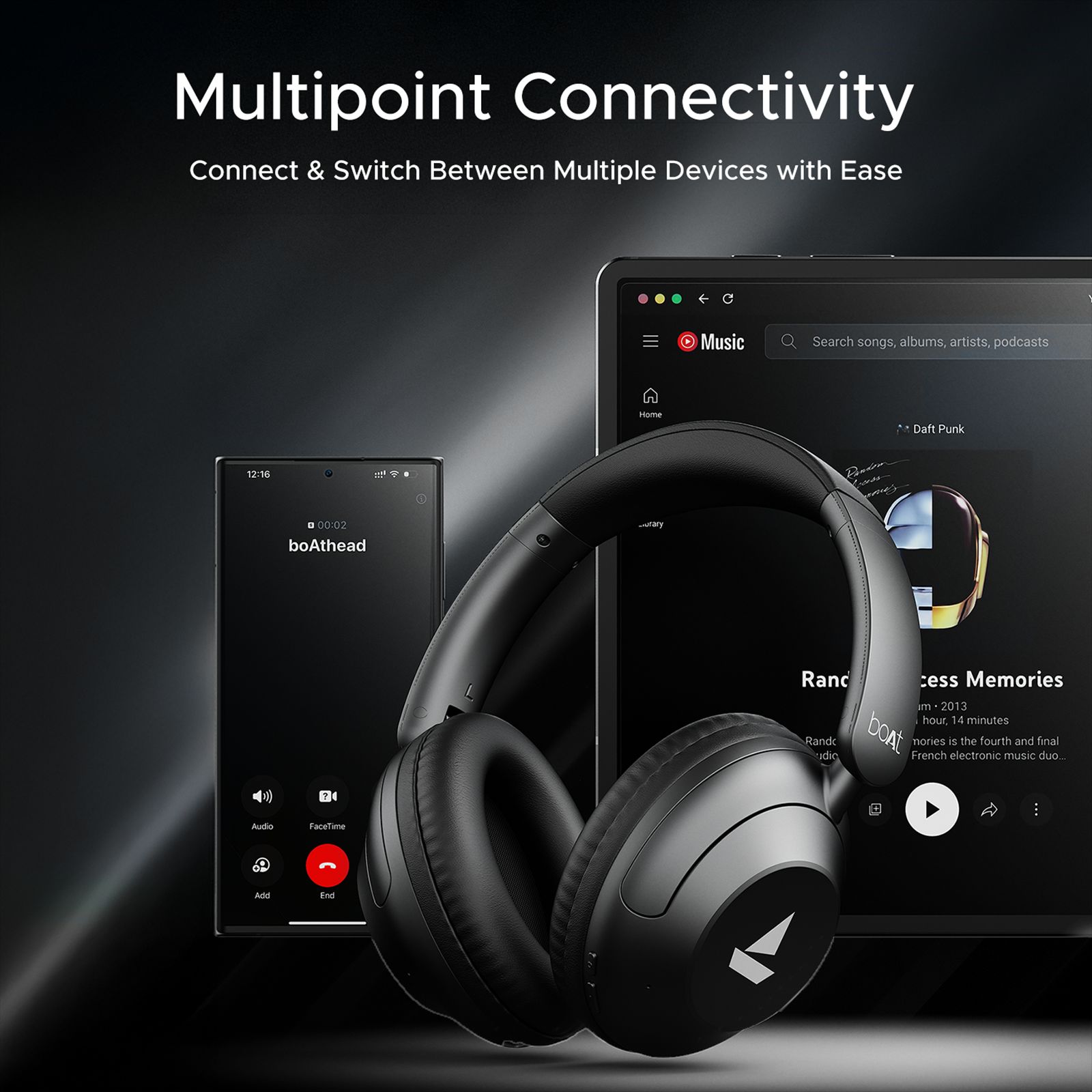 boAt Rockerz 650 Pro Bluetooth Headphone with Mic (80 Hours Playback, Over Ear, Iris Black)_5