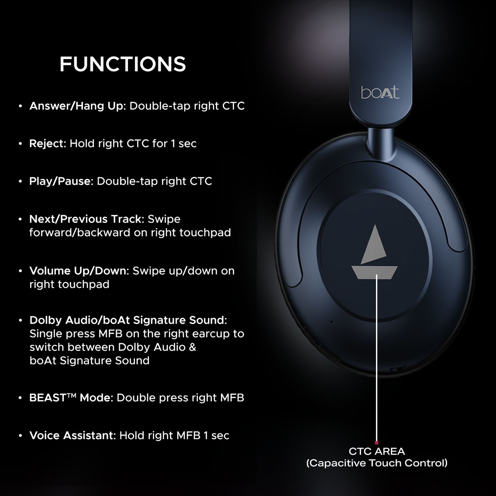 boAt Rockerz 650 Pro Bluetooth Headphone with Mic (80 Hours Playback, Over Ear, Starry Night)_5