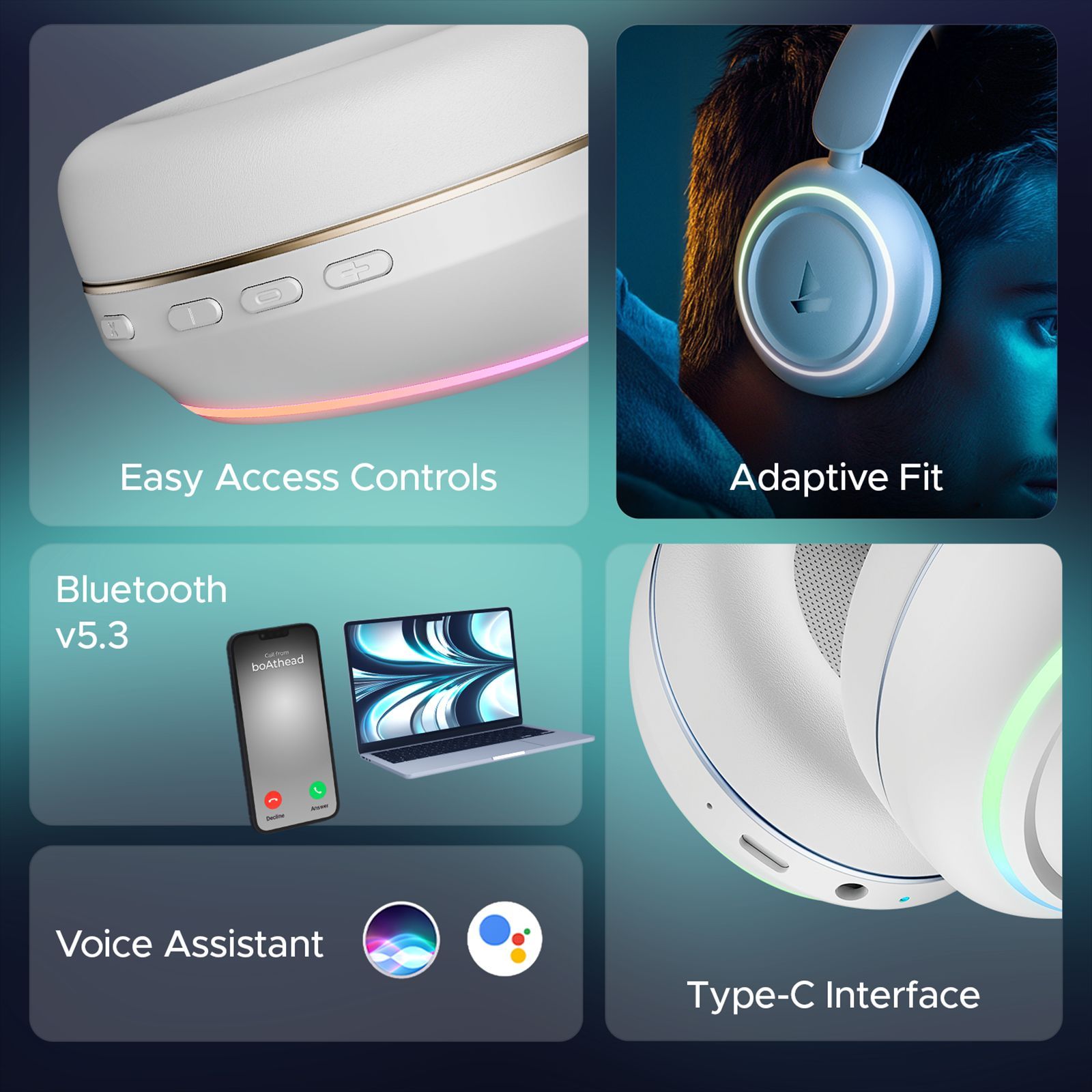 boAt Rockerz 480 Bluetooth Headphone with Mic (60 Hours Playtime, Over Ear, White Sabre)_7