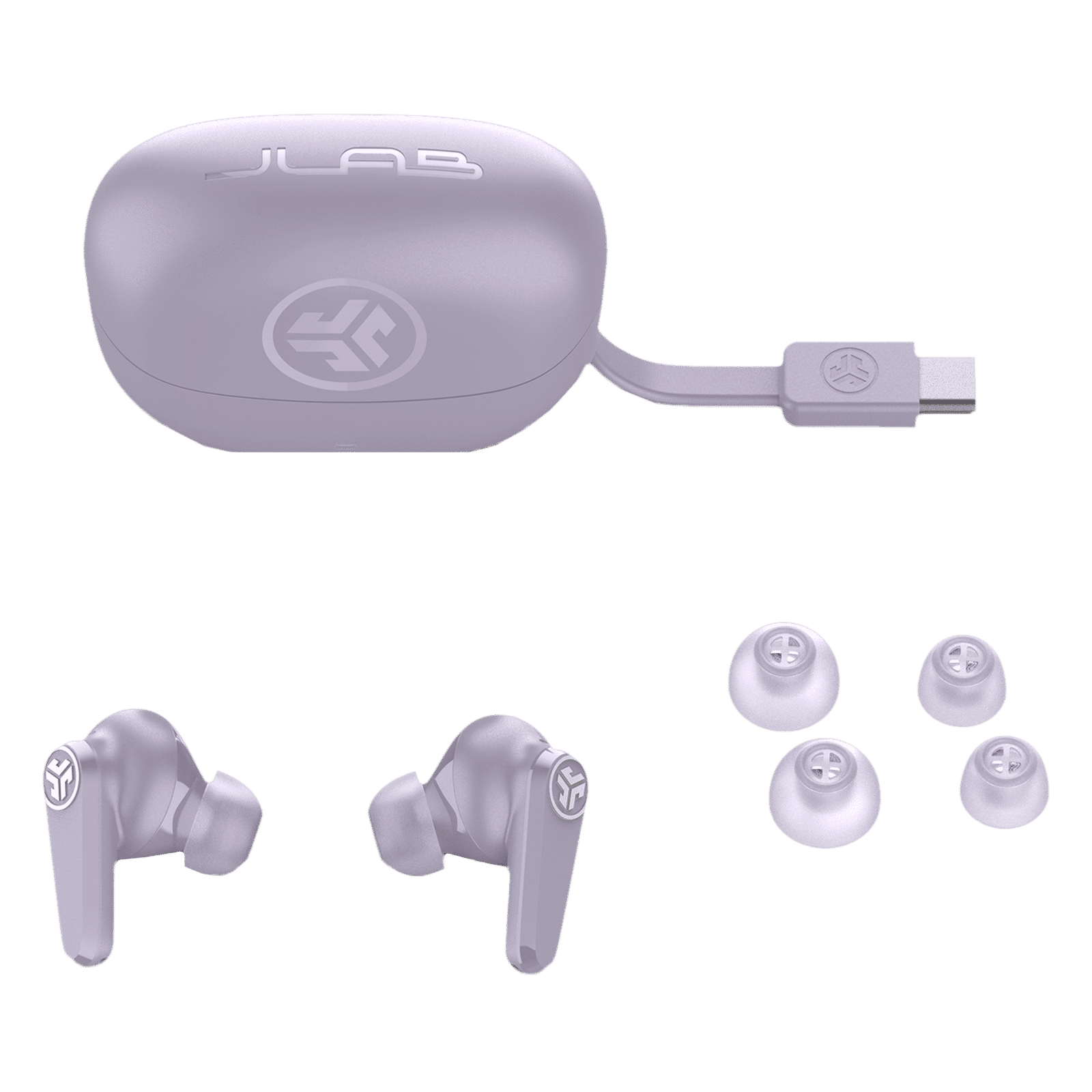 JLAB Go Pods TWS Earbuds with Hybrid Active Noise Cancellation (IP55 Sweatproof, Google Fast Pair, Lilac)_6