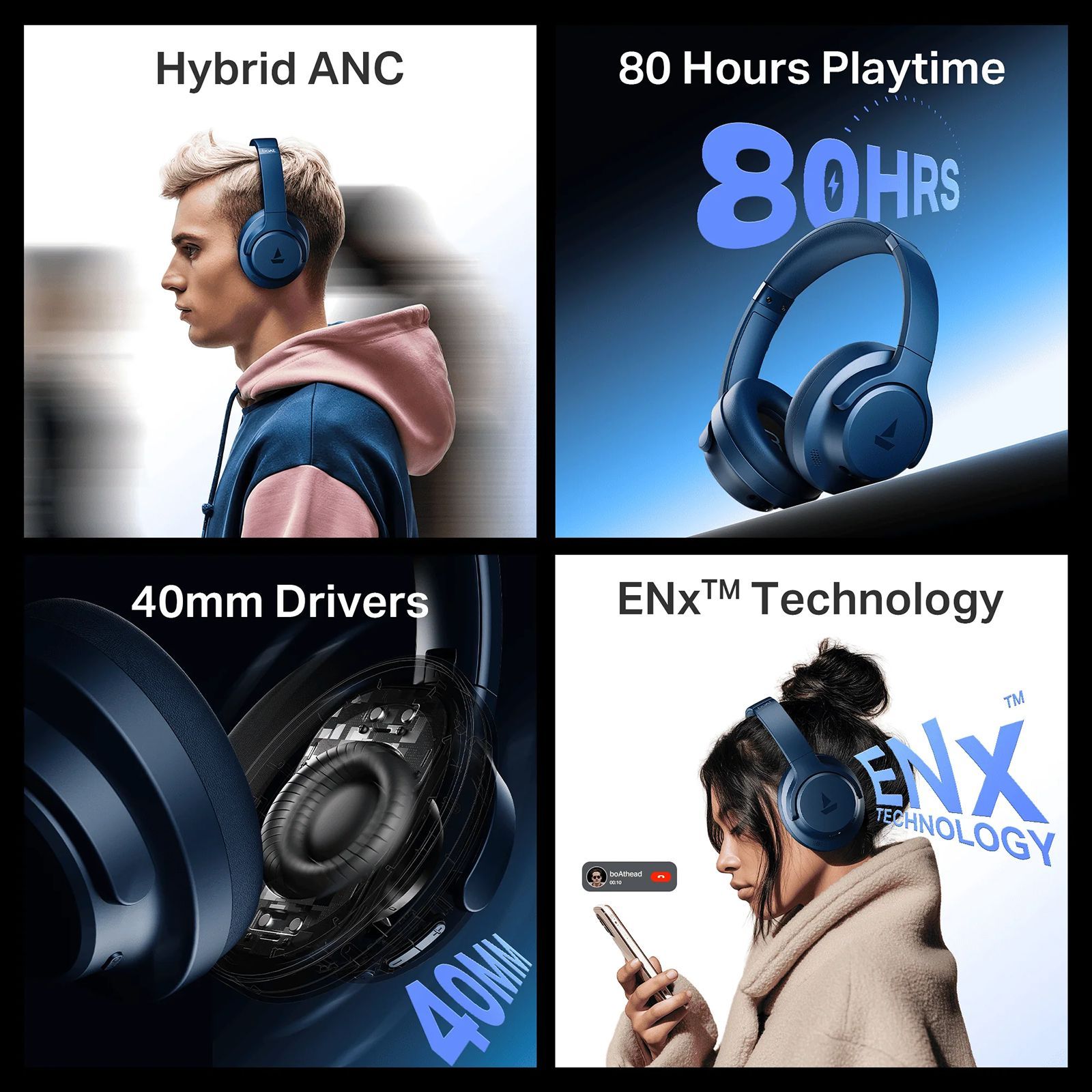 boAt Rockerz 512 ANC Bluetooth Headphone with Mic (ENx Technology, Over Ear, Bold Blue)_2