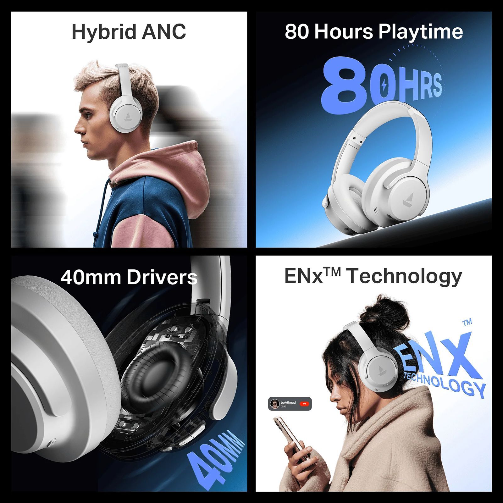 boAt Rockerz 512 ANC Bluetooth Headphone with Mic (ENx Technology, Over Ear, Bold White)_2