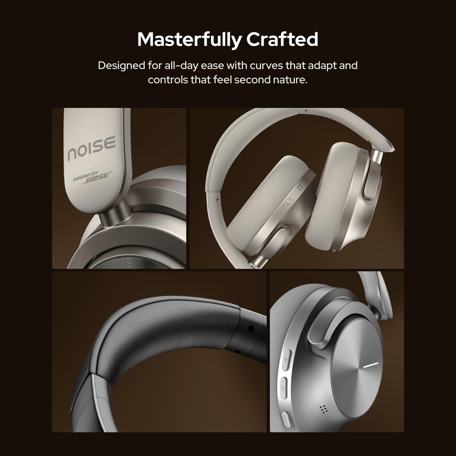 noise Master Buds Max Bluetooth Headphone with Mic (Adaptive Active Noise Cancellation, Over Ear, Titanium)_3