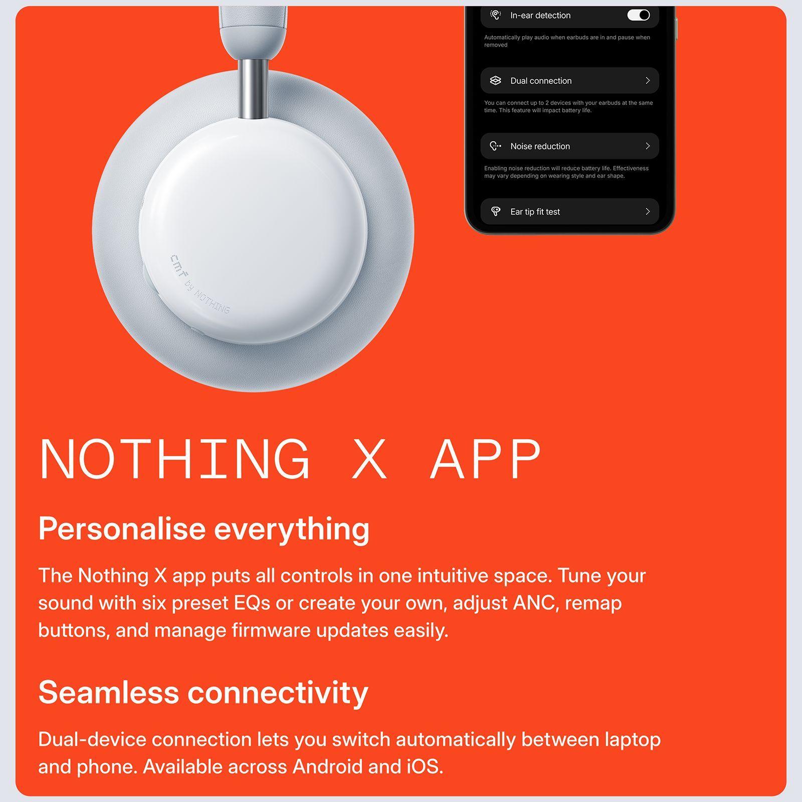 Nothing CMF Headphone Pro A11300009 Bluetooth Headphone with Mic (Hybrid Adaptive Active Noise Cancellation, Over Ear, Light Grey)_10