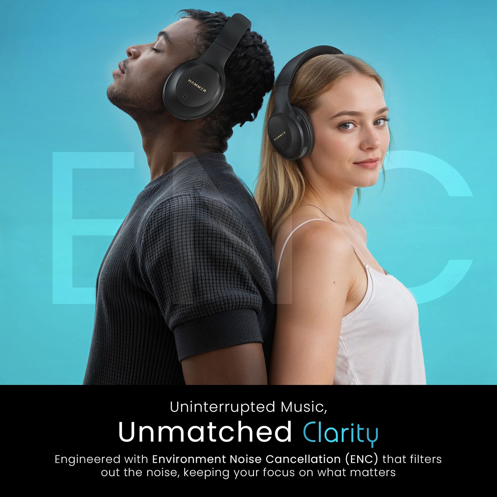 Hammer Bash Plus Bluetooth Head with Mic (Environmental Noise Cancellation, Over Ear, Beige)_4