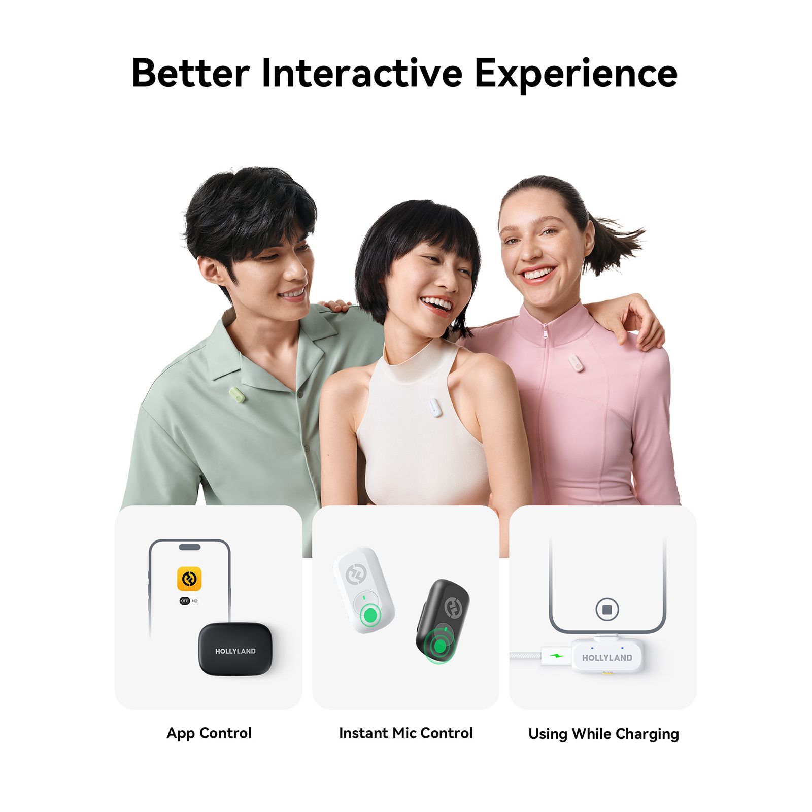 HOLLYLAND Lark A1 Mini Duo 2 Type C Wireless Microphone with Auto-Limit Clip Protection (Black)_6