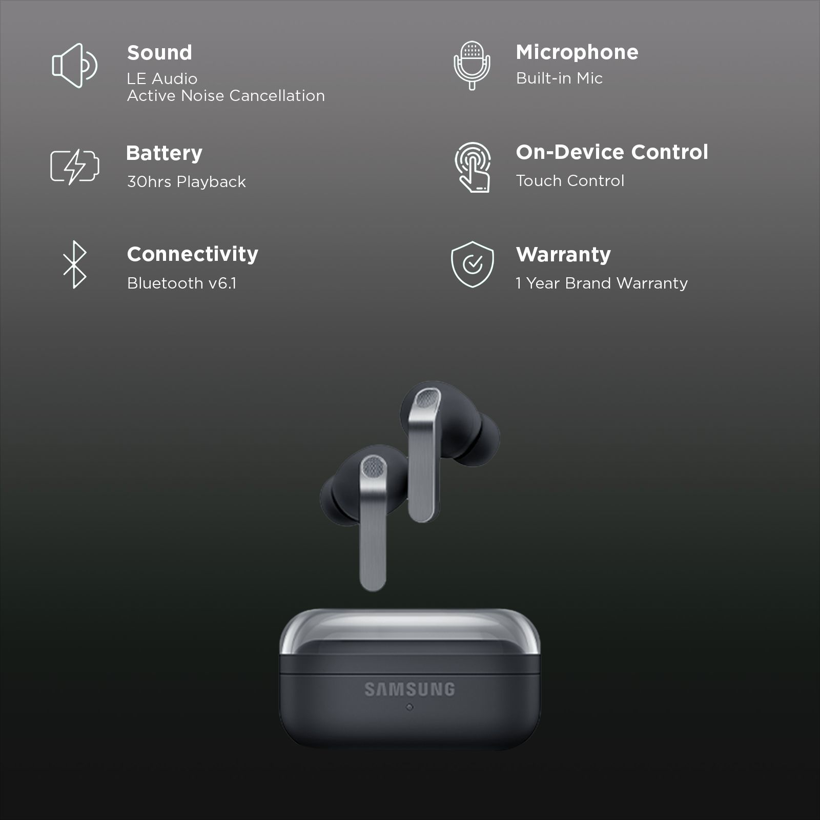 Samsung Galaxy Buds4 Pro SM-R640NZKA TWS Earbuds with Active Noise Cancellation (360 Audio with Head Tracking, Black) Samsung Galaxy Buds4 Pro SM-R640NZKA TWS Earbuds with Active Noise Cancellation (360 Audio with Head Tracking, Black)_2