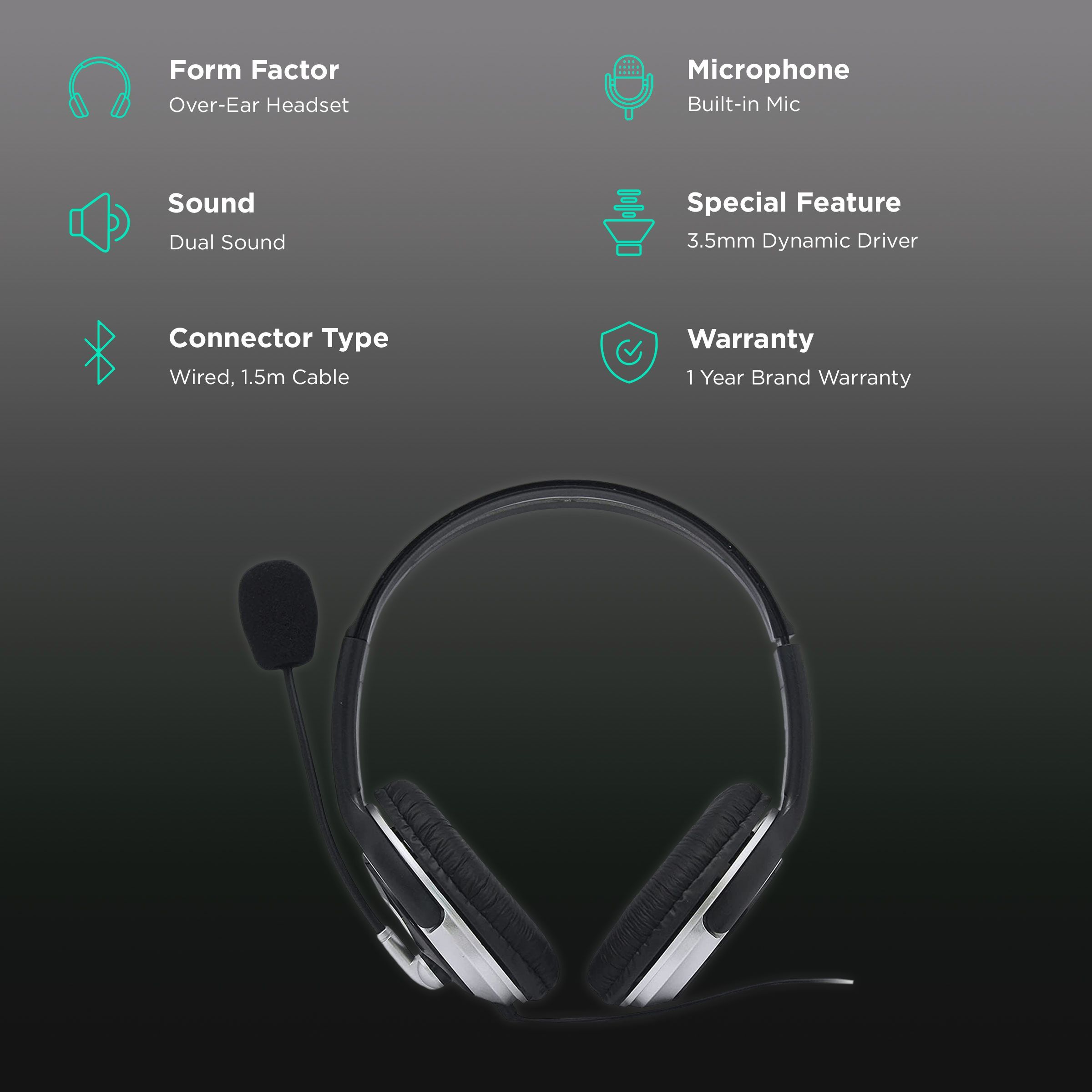 HP HD46024 Wired Headphone with Mic (Over Ear, Black) HP HD46024 Wired Headphone with Mic (Over Ear, Black)_2