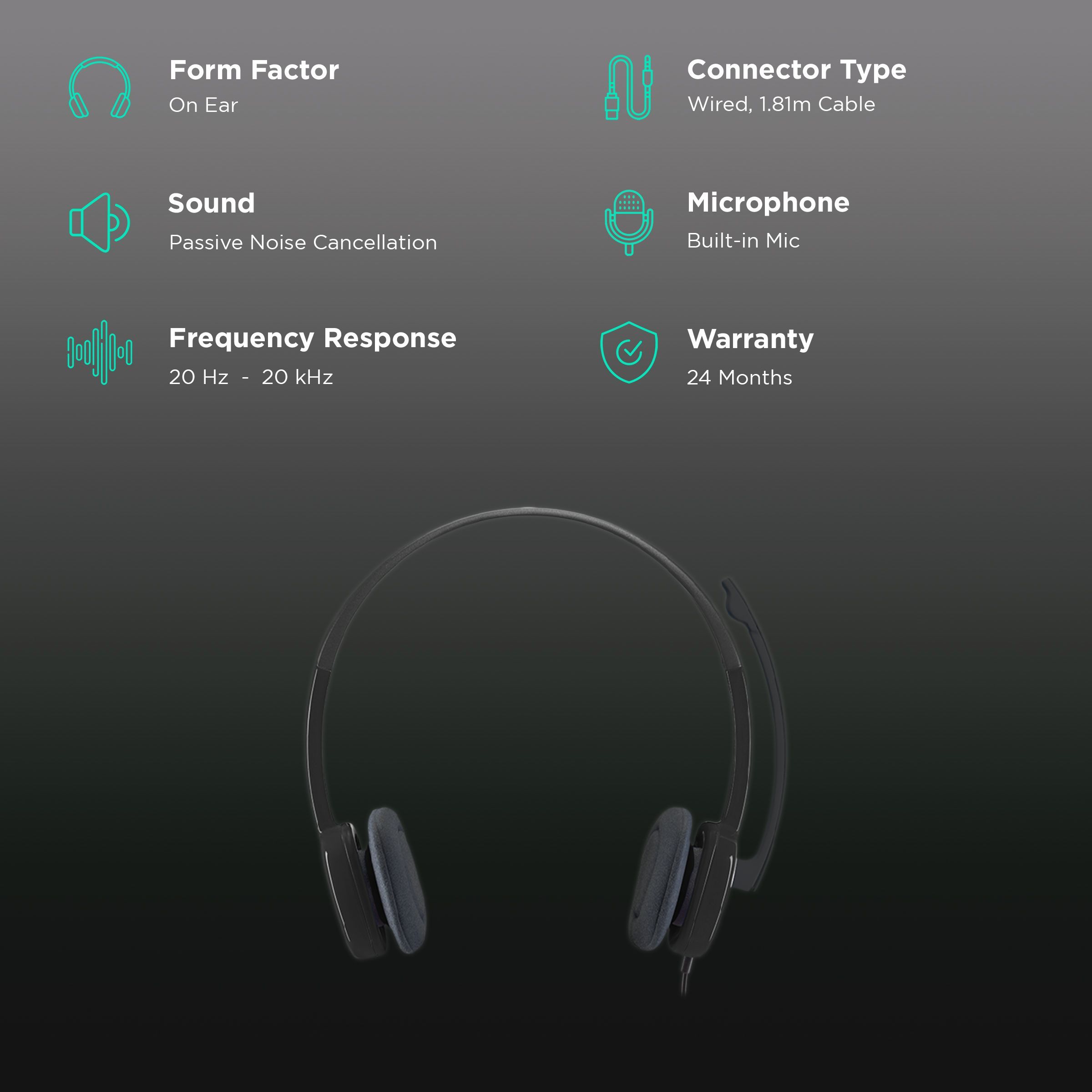 logitech H151 981-000587 Wired Headphone with Mic (On Ear, Black) logitech H151 981-000587 Wired Headphone with Mic (On Ear, Black)_2