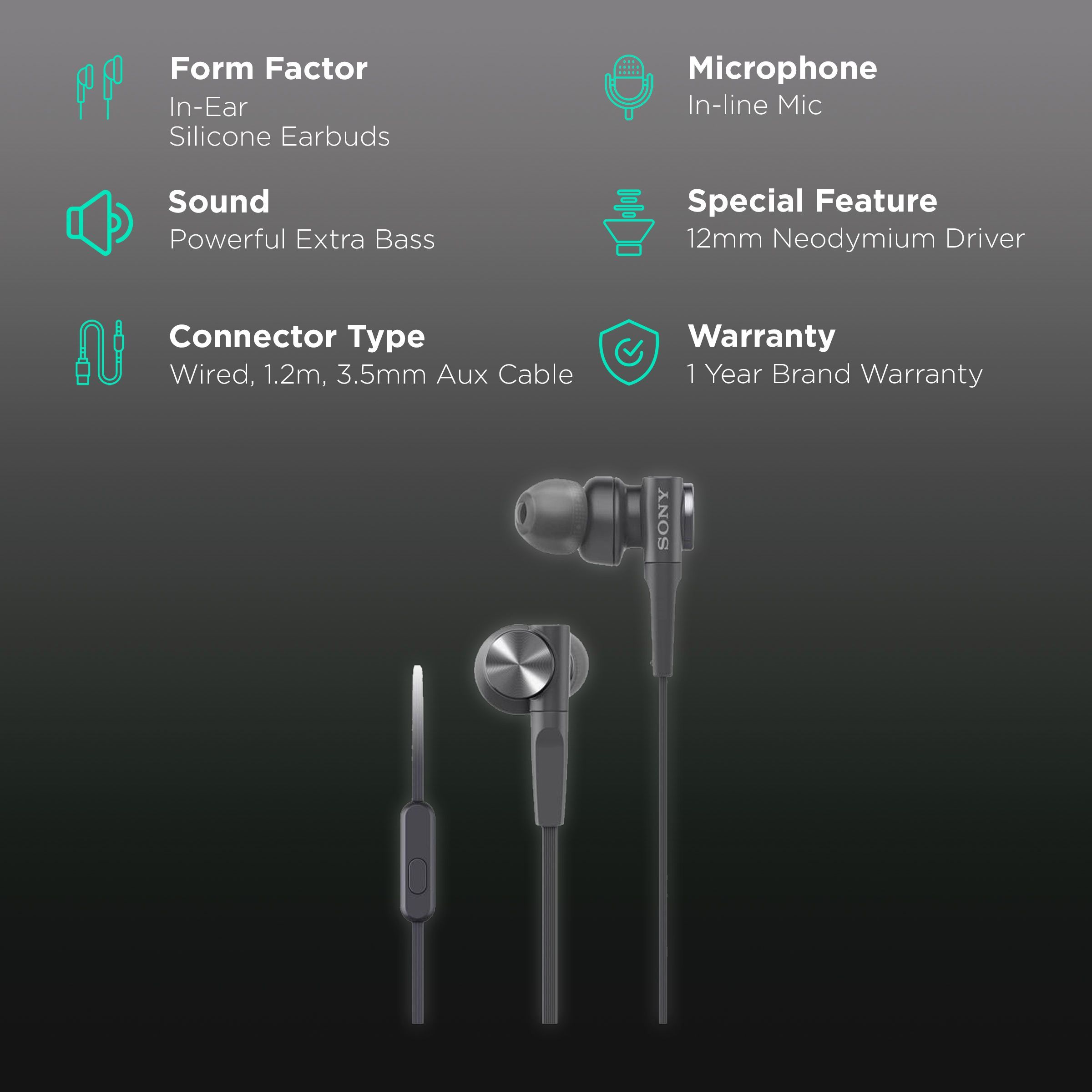 SONY MDR-XB55AP/BQIN Wired Earphone with Mic (In Ear, Black)_2