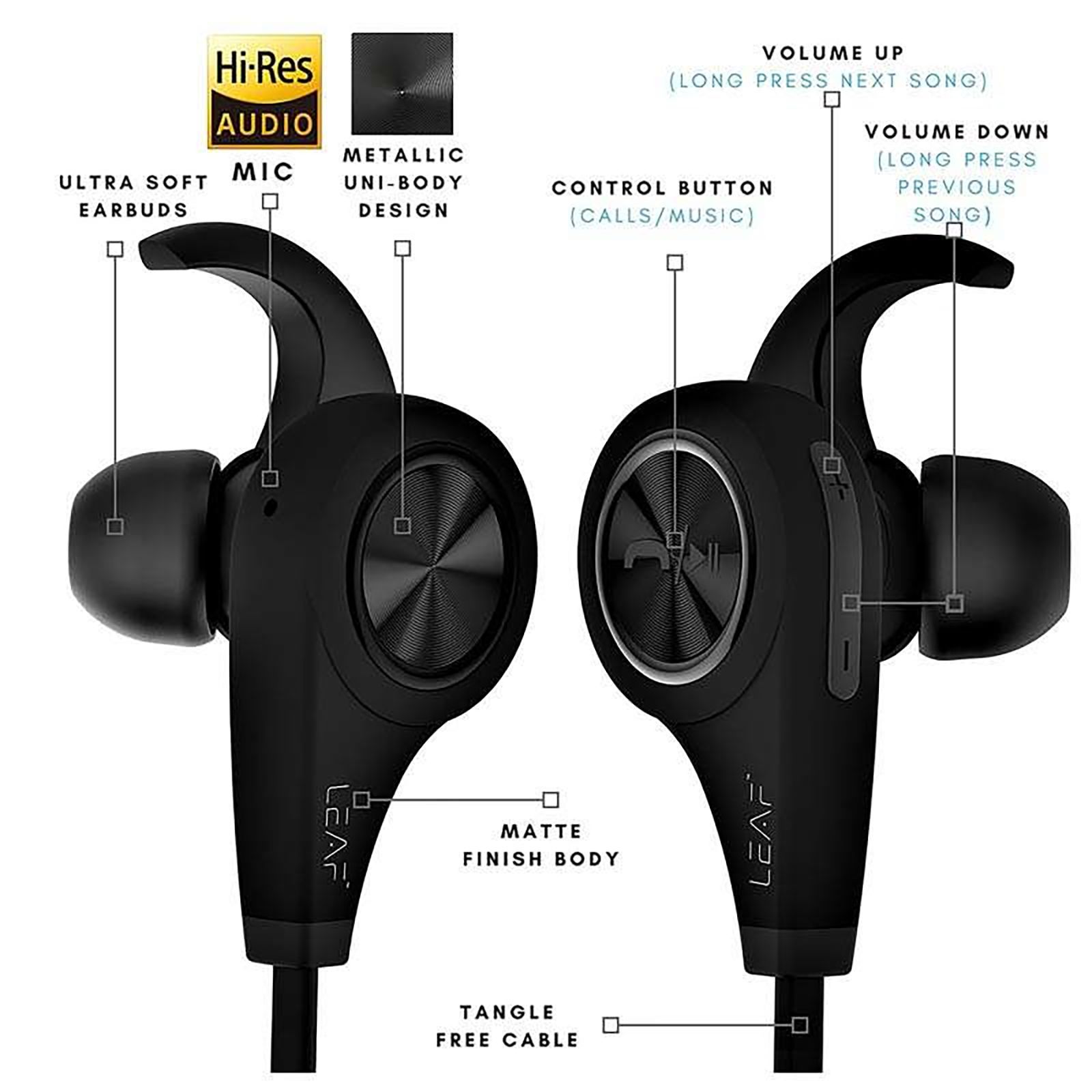 LEAF Deep Bass Bluetooth Earphones (Black)_3