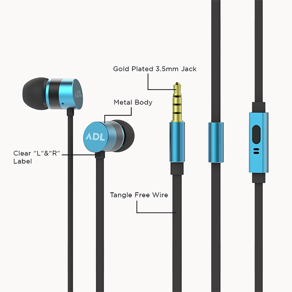 ADL Escape S600 Wired Earphones with Mic (In-Ear, Blue)_5