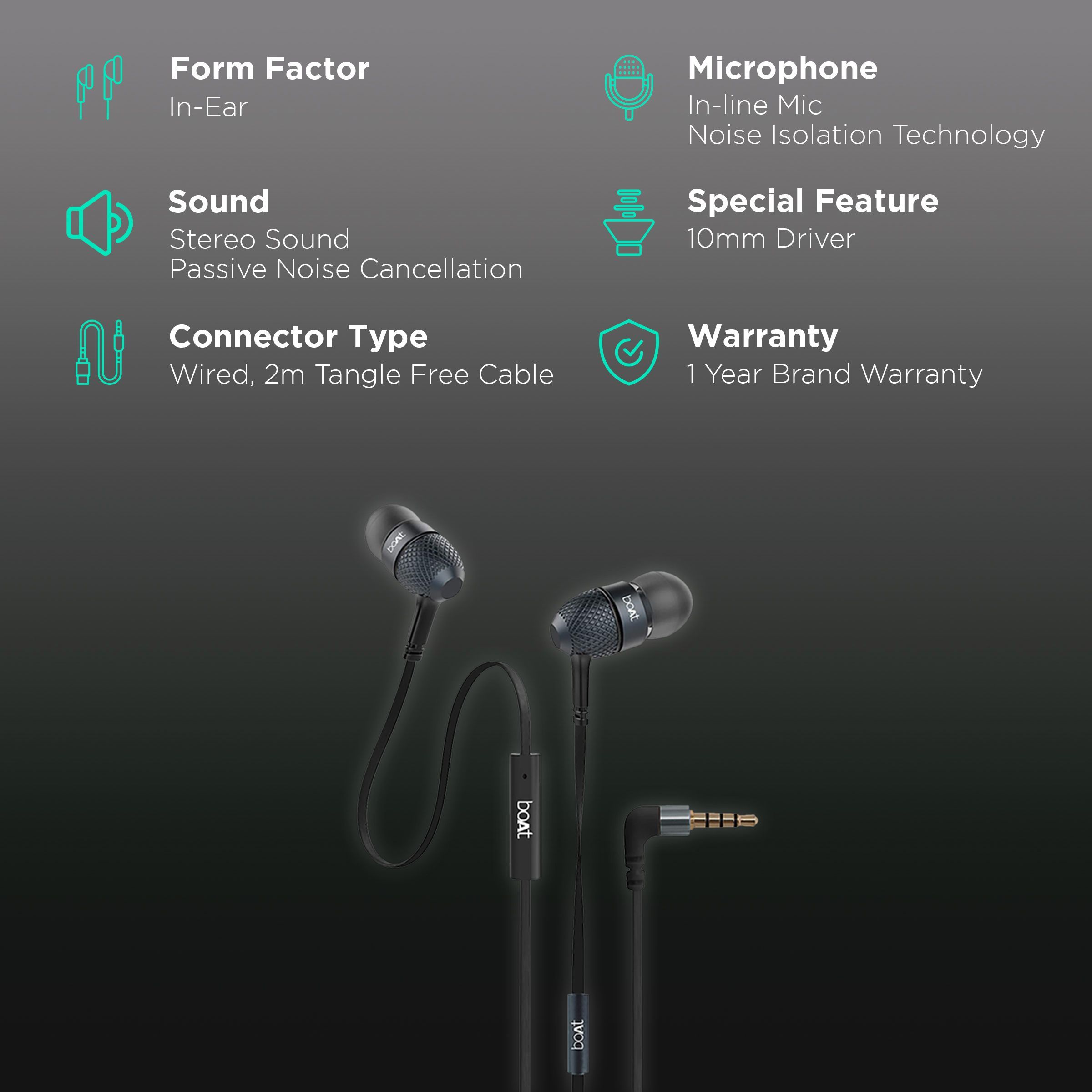 boAt BassHeads 228 Wired Earphone with Mic (In Ear, Black)_2