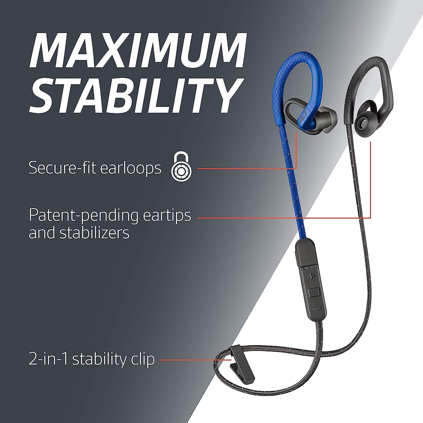 plantronics BackBeat Fit 350 Wireless Earphones (Black and Grey)_3
