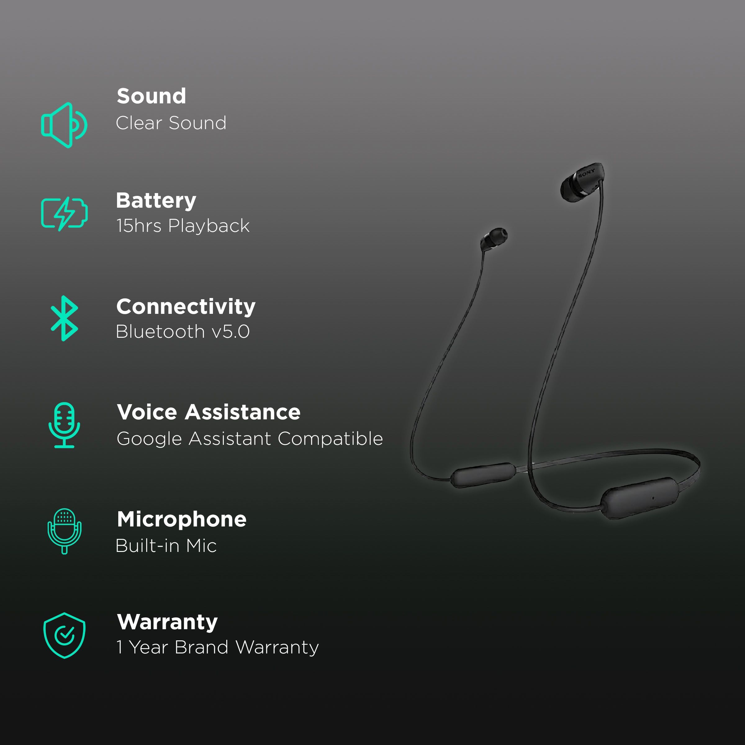 SONY WI-C200/BC IN Neckband (Hands-Free Calling, Black)_2