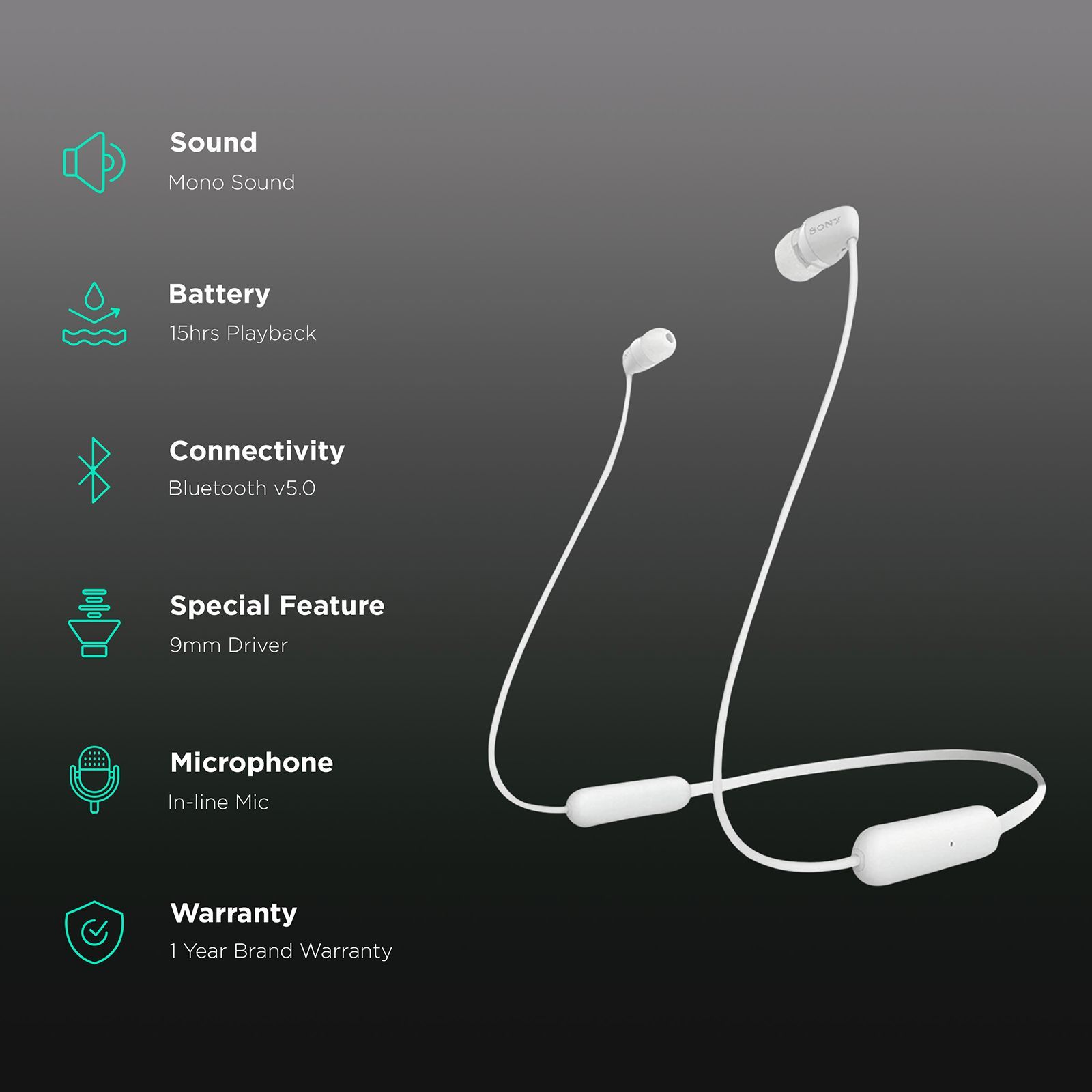 SONY WI-C200 Wireless Bluetooth Earphones (White)_2