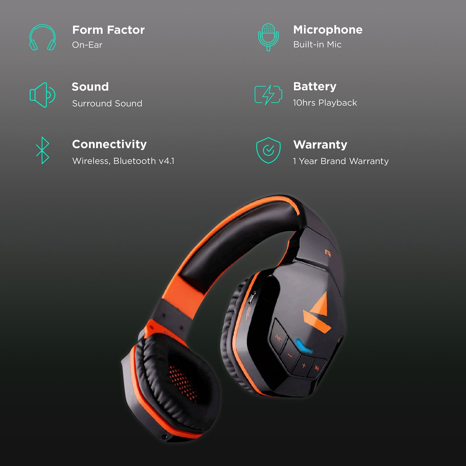 boAt Rockerz 518 Bluetooth Headphones (Orange)_2