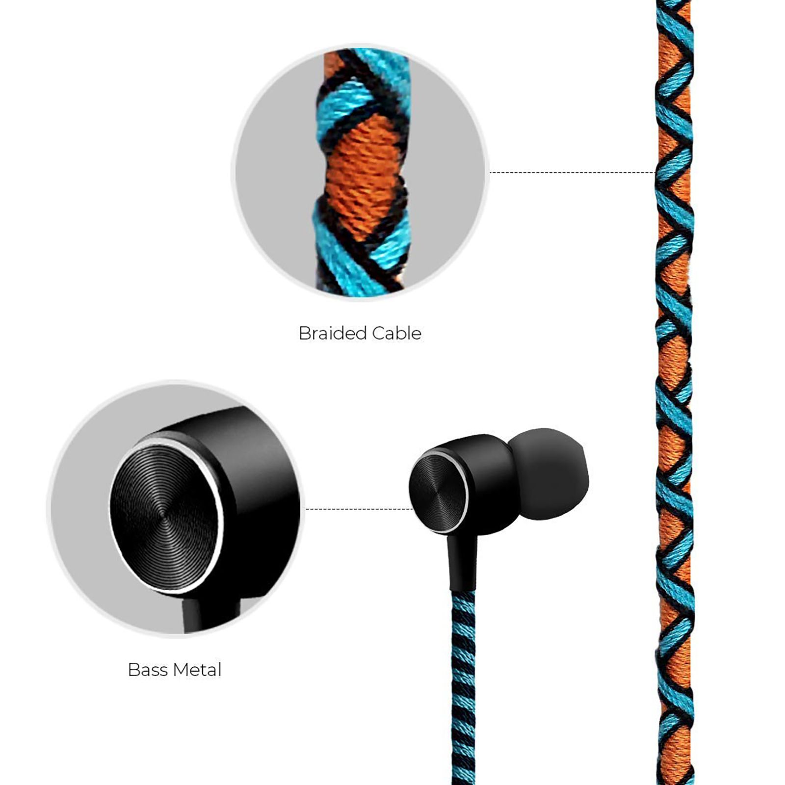 CROSSLOOP Pro CSLE012-E Wired Earphone with Mic ( In-Ear, Orange/Blue )_13