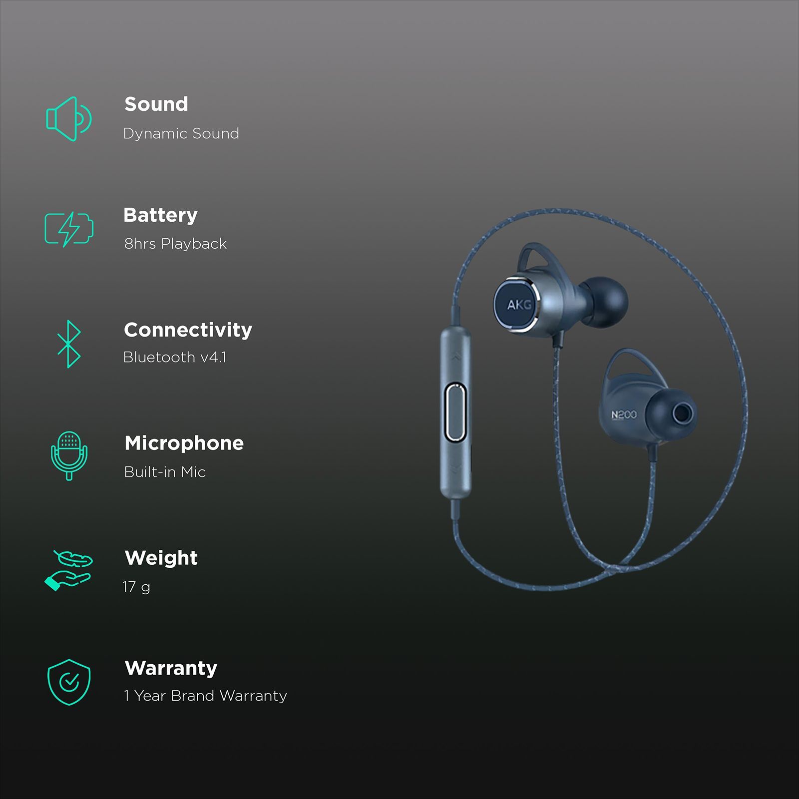 AKG AKG-N200 GP-N200HAHHDAA Wireless Earphone with Noise Isolation ( On Device Touch Control, Upto 8 Hours of Playback, Blue)_2