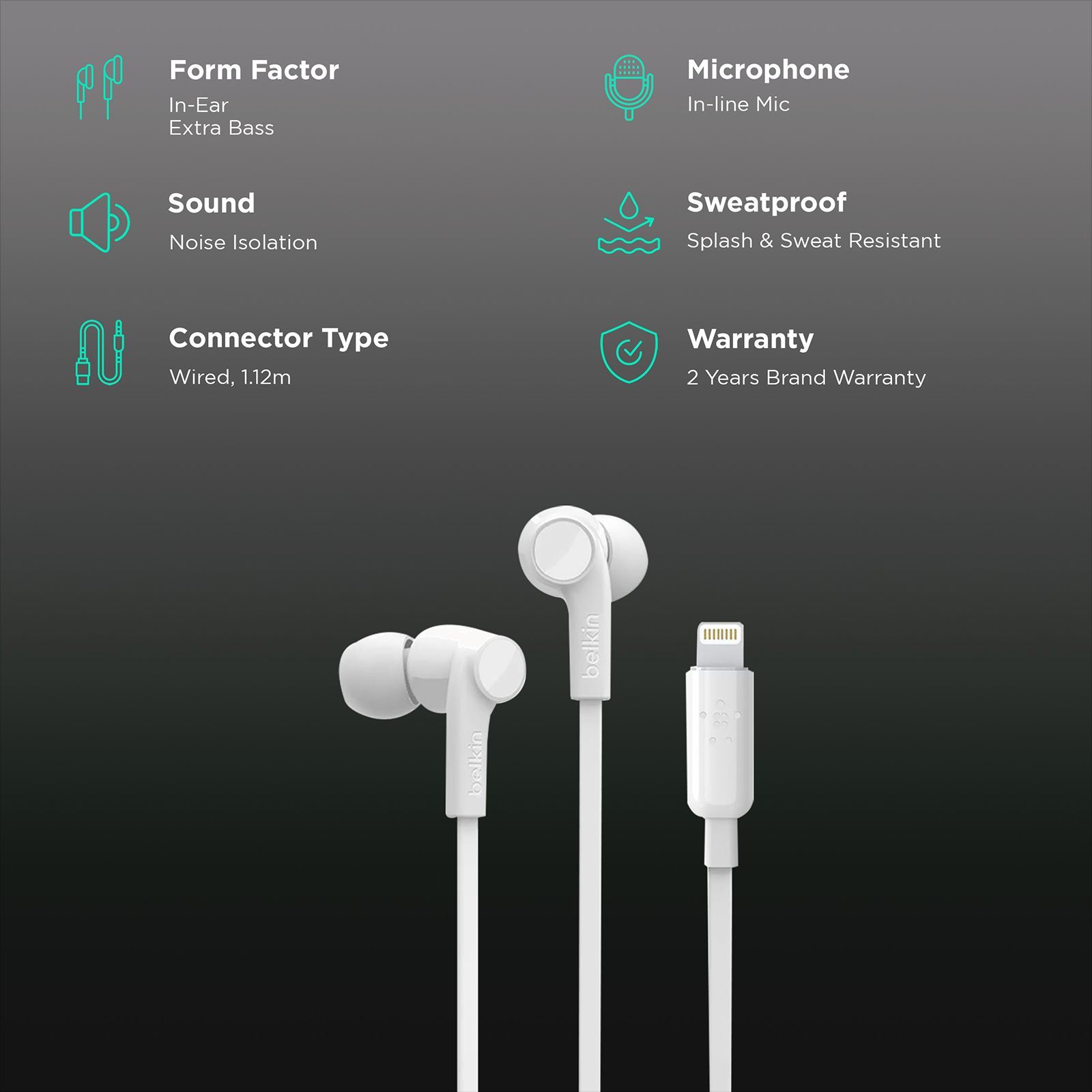 belkin Rockstar G3H0001bt Wired Earphones with Mic ( In Ear, White)_2