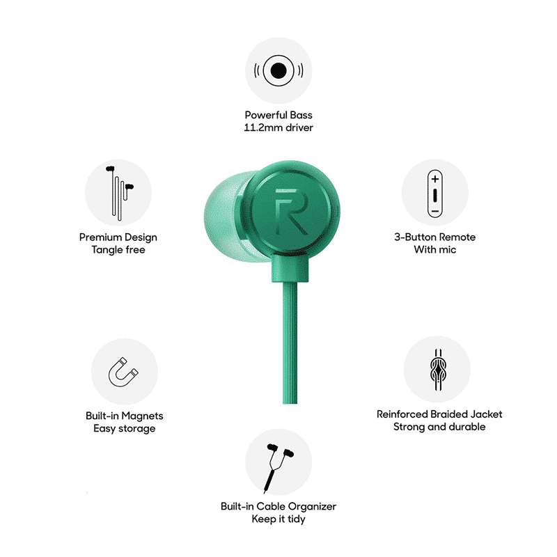 realme Buds 2 ACCFMGJYG25NE3BZ Wired Earphone with Mic (In Ear, Green)_7