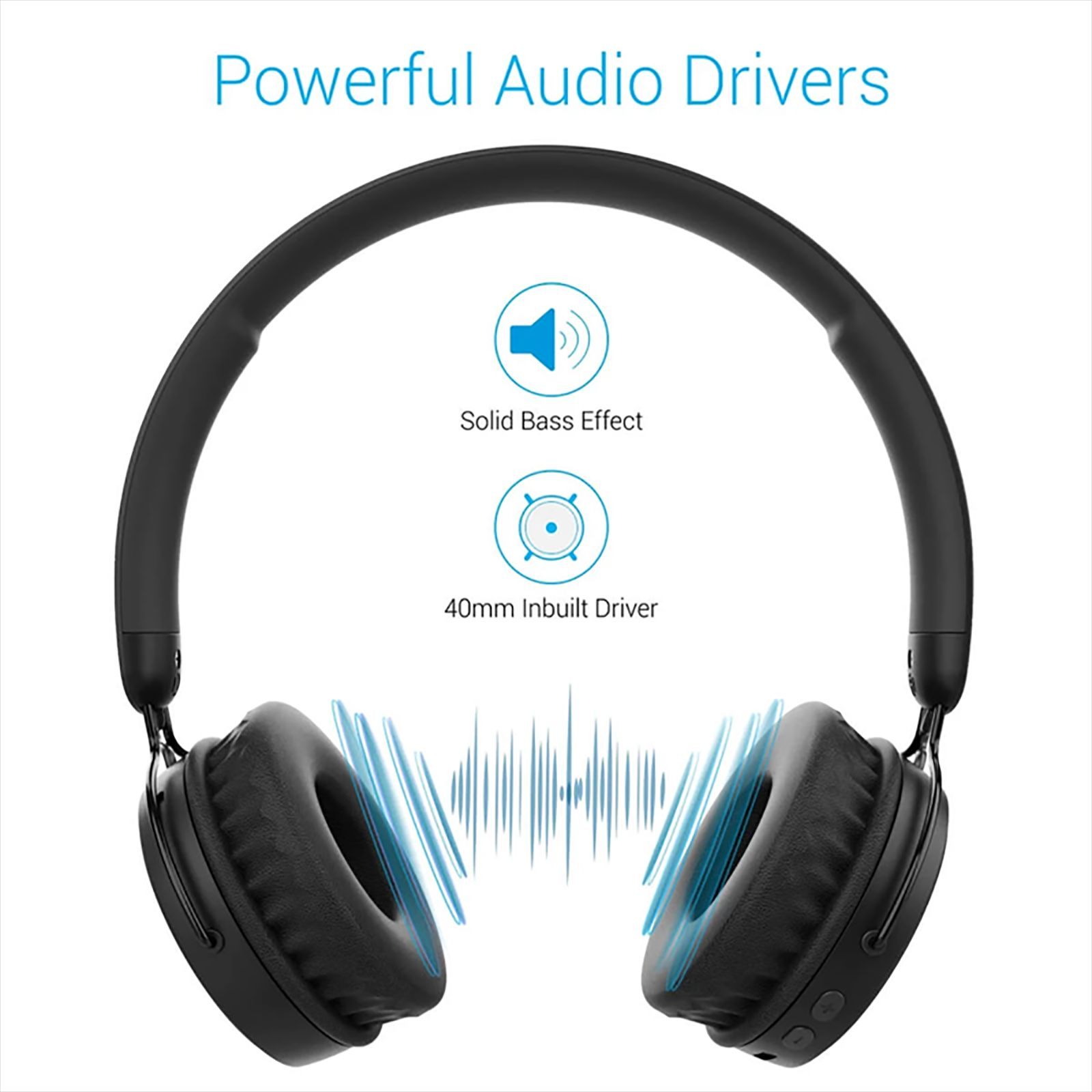 PORTRONICS Muffs M POR 317 Bluetooth Headphone with Mic (IPX4 Water Resistant, On Ear, Black)_6