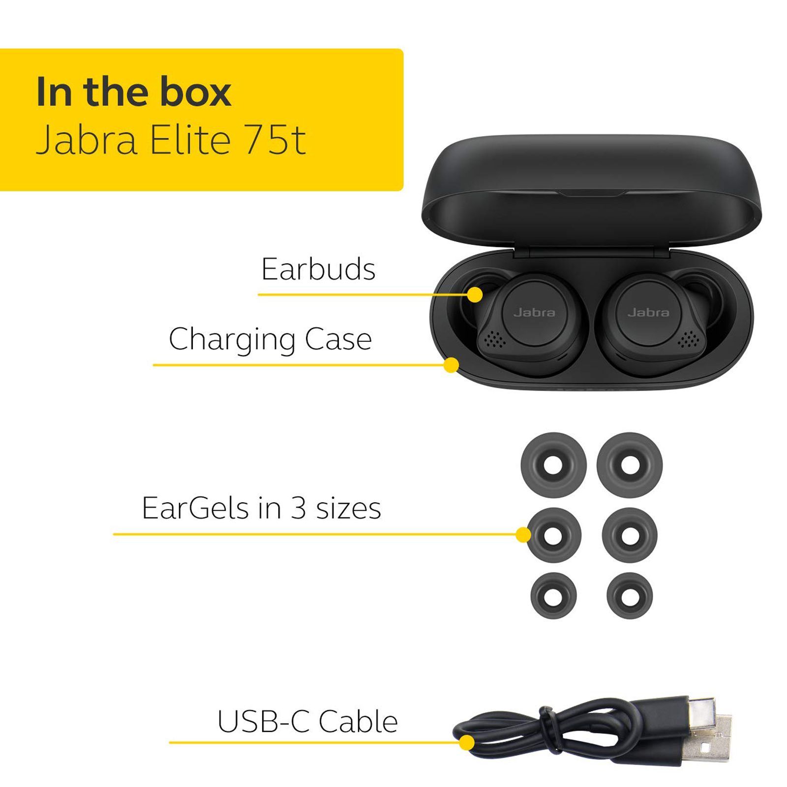 Jabra Elite 75t 100-99090001-40 In-Ear Active Noise Cancellation Truly Wireless Earbuds with Mic (Bluetooth 5.0, Voice Assistant Supported, Black)_6