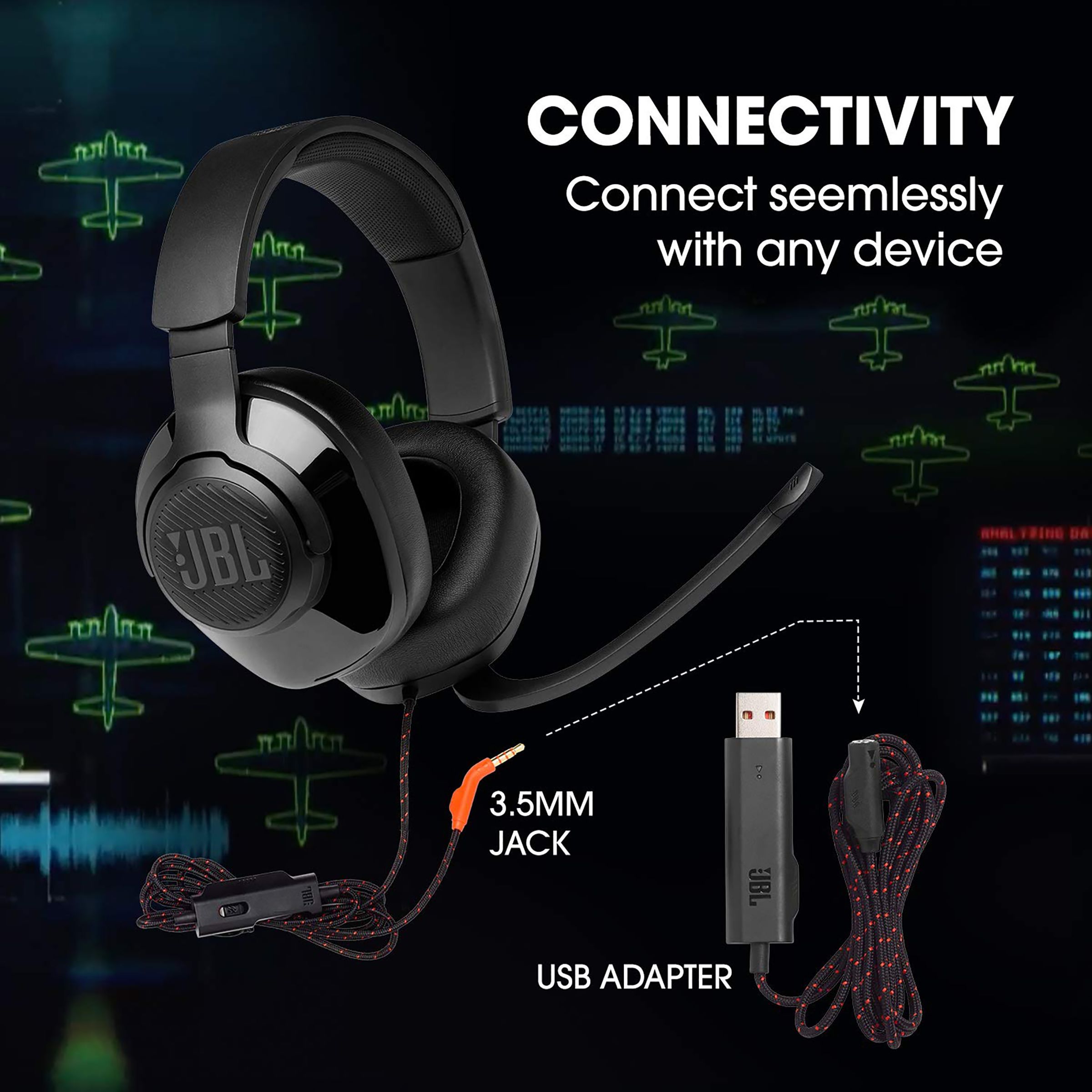 JBL Quantum 300 JBLQUANTUM300BLK Wired Gaming Headset (Fabric Headband, Over Ear, Black)_10