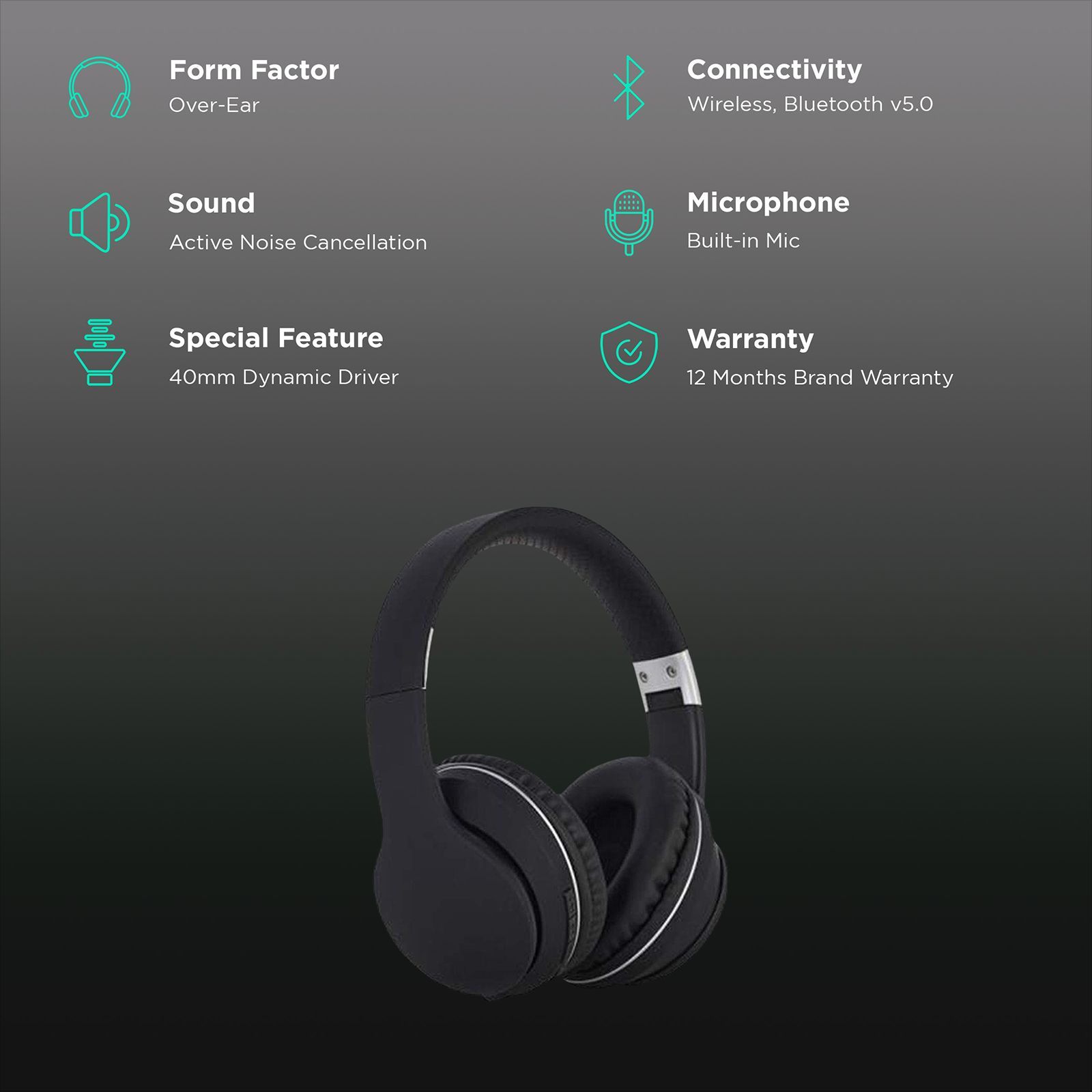 HP BH10 9WZ46PA#ACJ Over-Ear Bluetooth Headphones (Black) HP BH10 9WZ46PA#ACJ Over-Ear Bluetooth Headphones (Black)_2