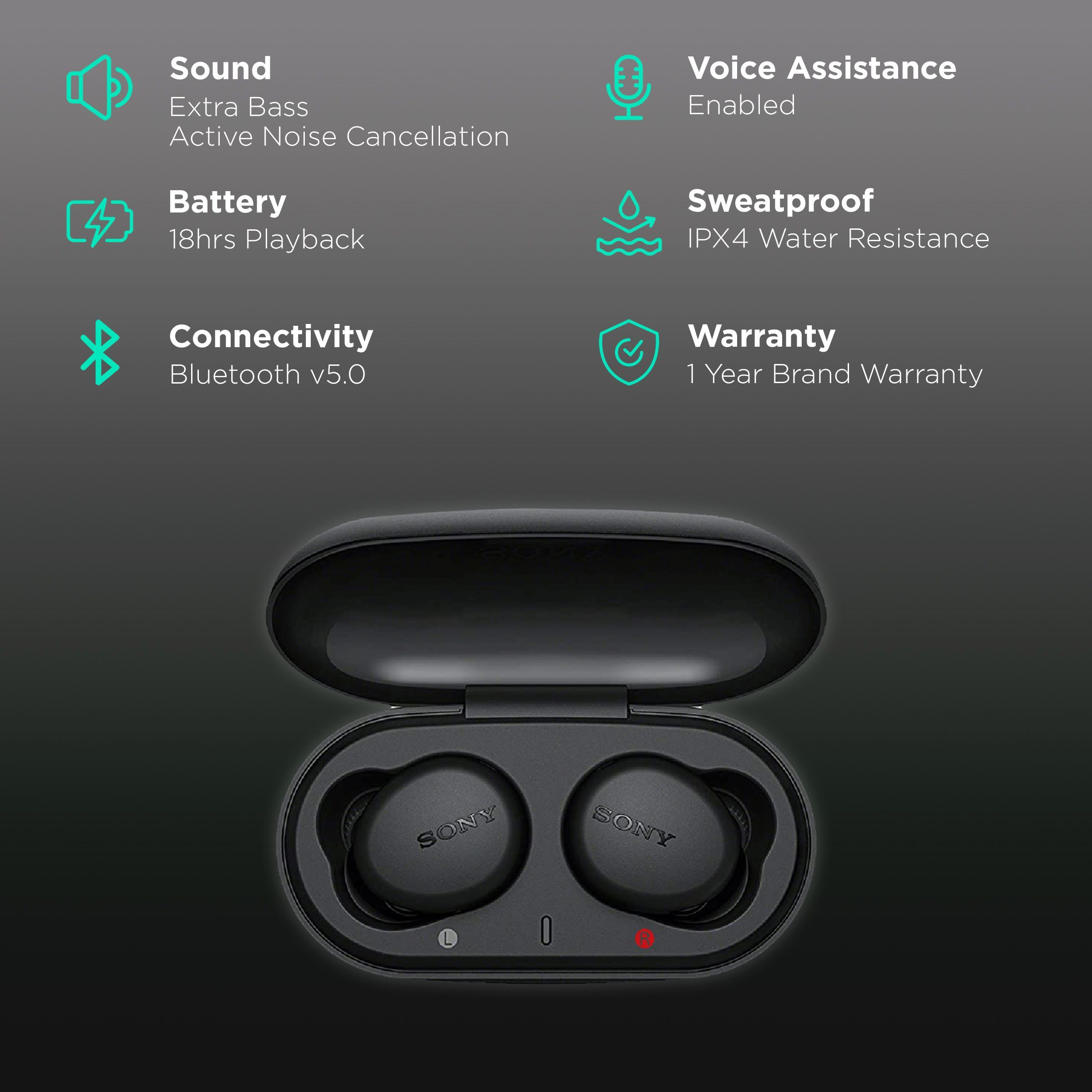 SONY WF-XB700 TWS Earbuds with Active Noise Cancellation (IPX4 Water Resistant, 18 Hours Playback, Black)_1